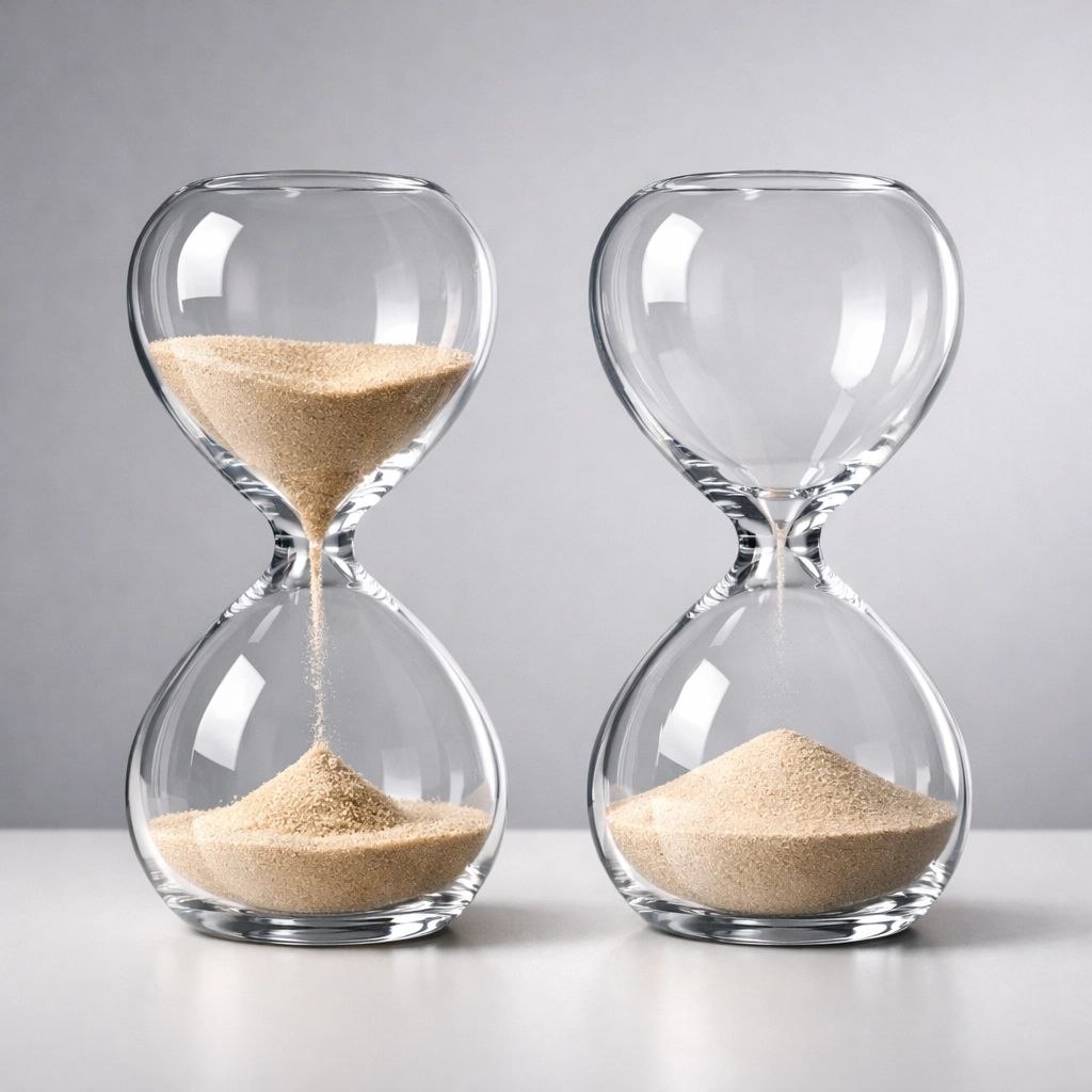 Hourglasses showing passage of time illustrating importance of buying life insurance early
