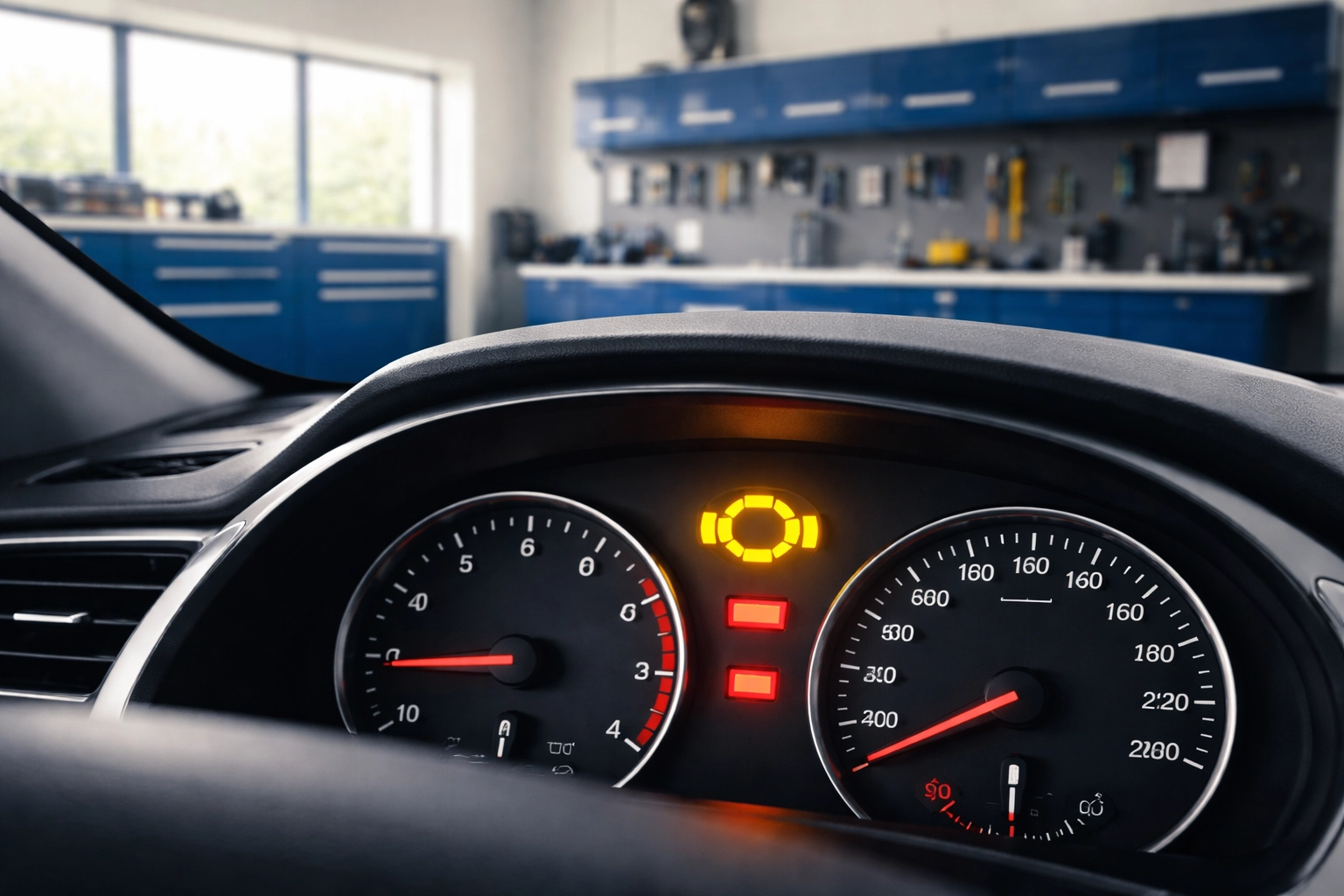 A car dashboard with warning lights illustrates why regular WordPress website maintenance prevents security issues.