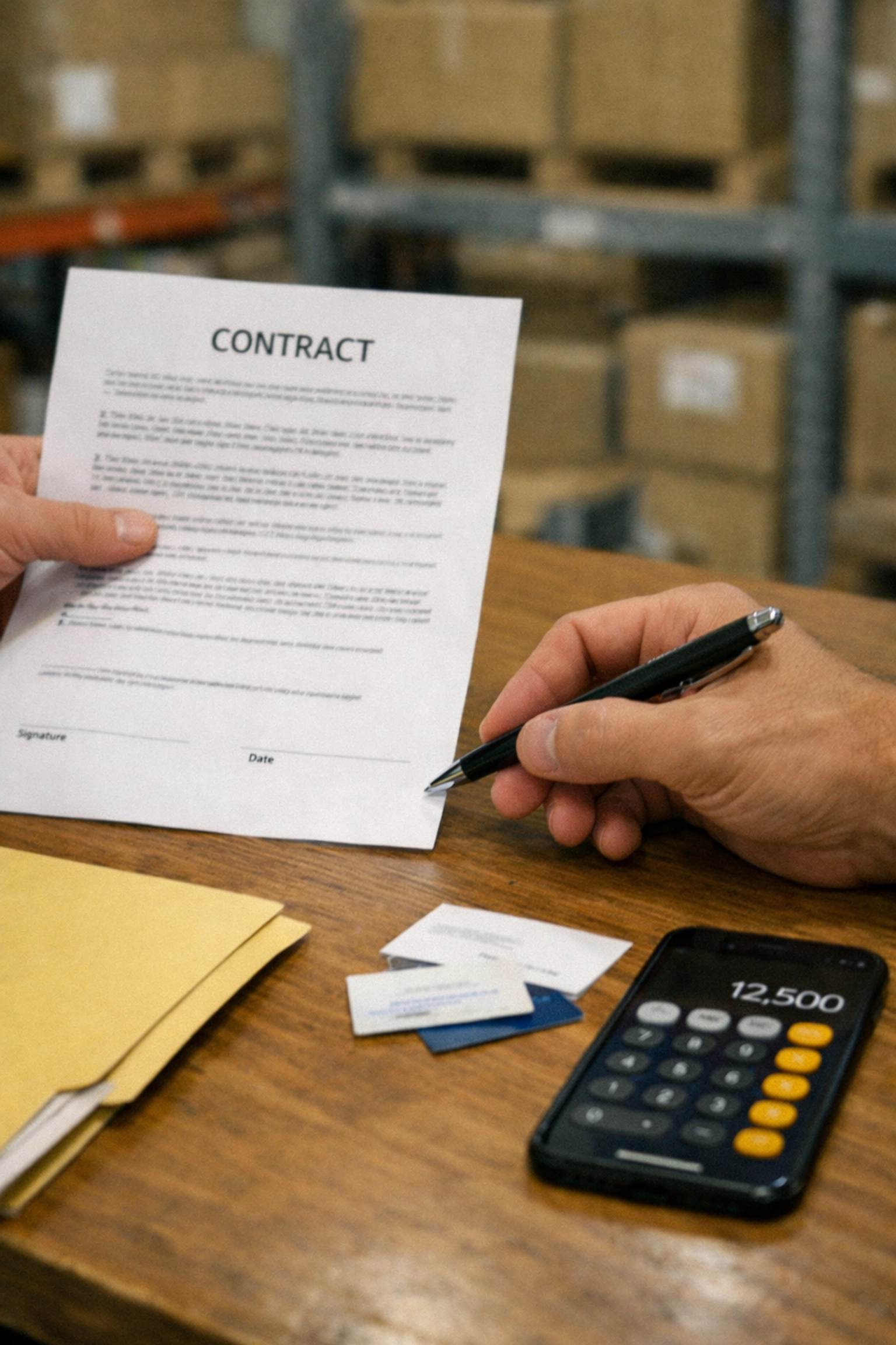 Signing wholesale supplier contract with payment terms and business agreement documentation