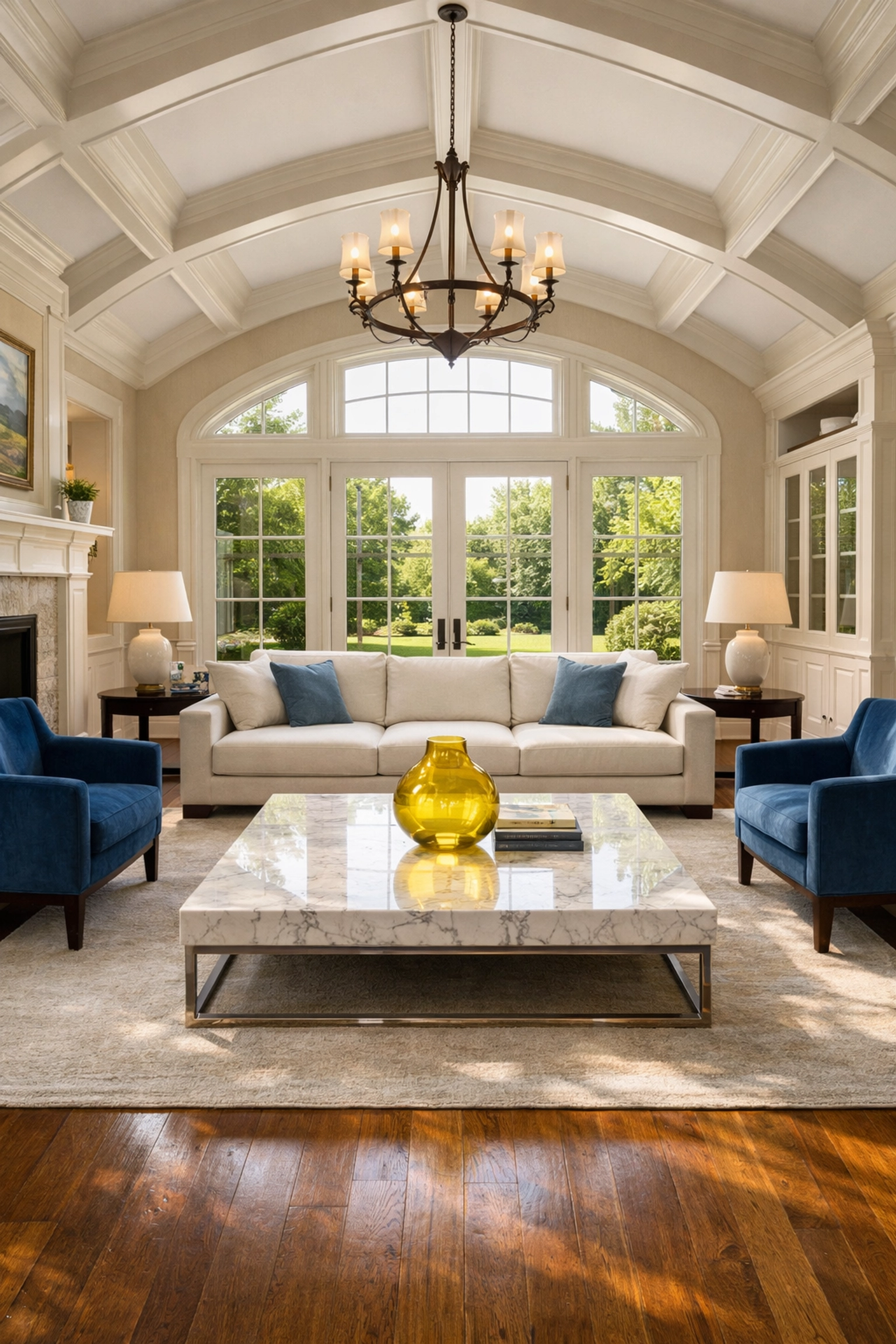 Spotless luxury living room in Lexington MA, maintained by residential cleaning Lexington MA professional experts.