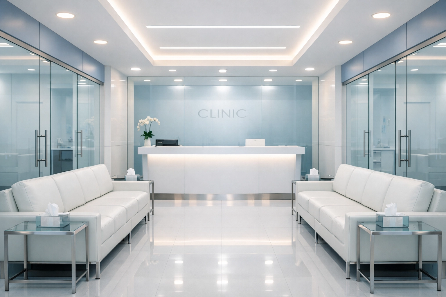 Sanitized medical clinic waiting room in Natick, focusing on healthcare janitorial excellence.