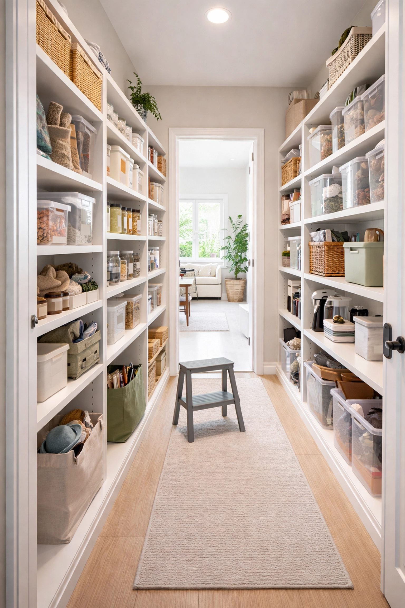 Organized walk-in closet and pantry storage in Bucks County 55 plus retirement home
