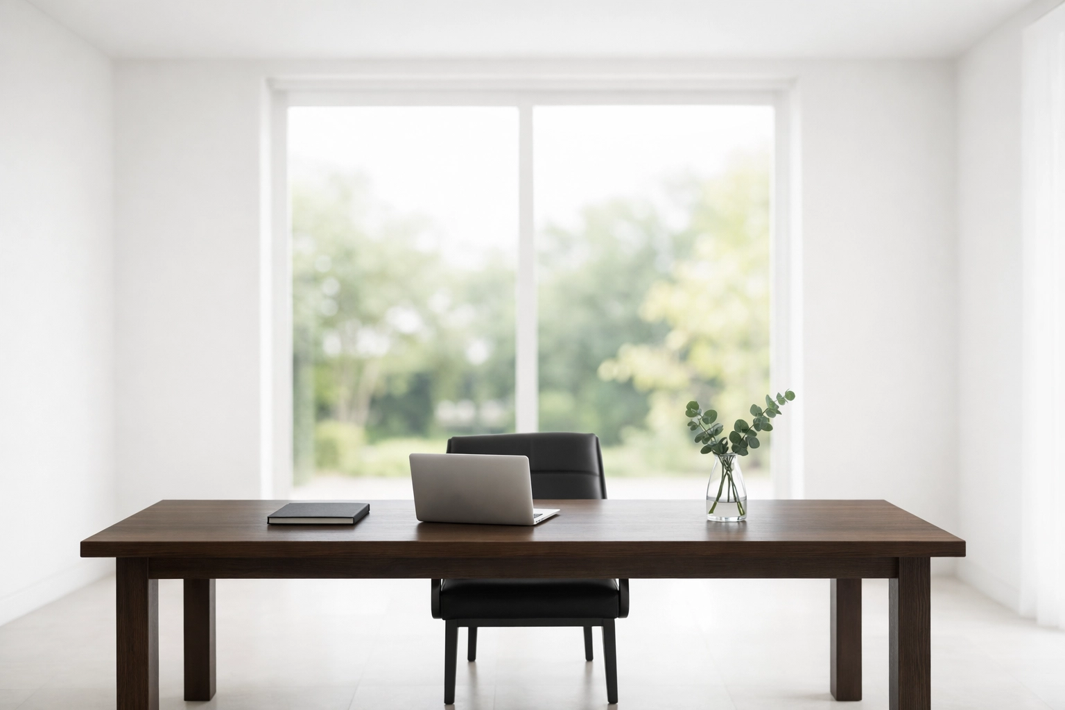 Minimalist executive workspace with a work planner, promoting intentionality and professional focus.