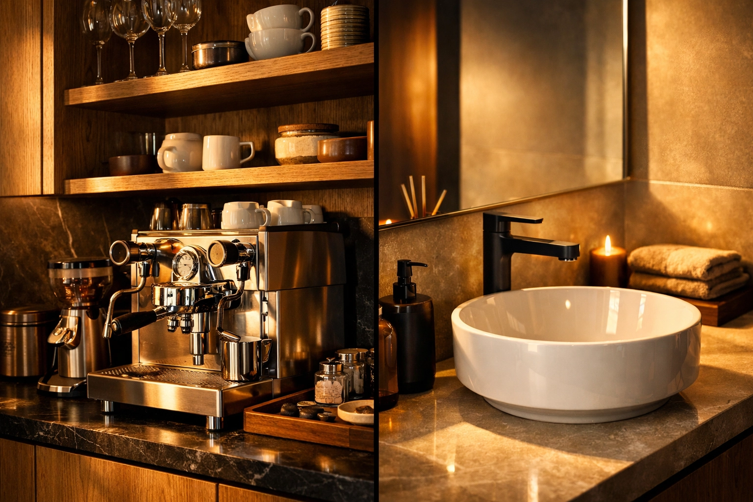 High-quality kitchen and bathroom renovation details showcasing premium materials and expert craftsmanship.
