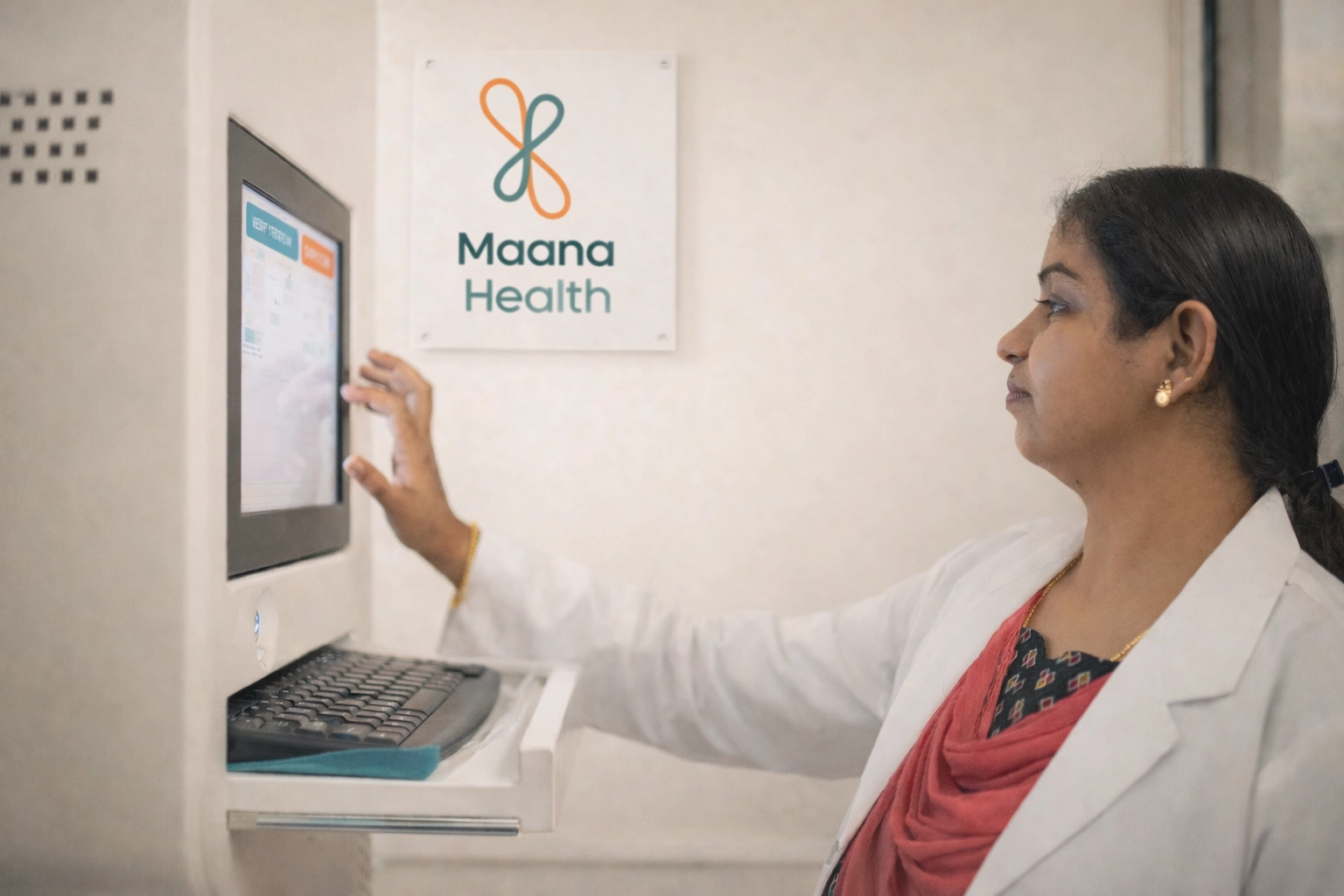 Maana Health doctor operating advanced diagnostic device