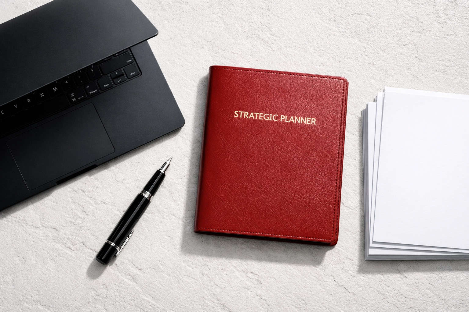 Minimalist executive desk symbolizing the transition from bookkeeping to fractional CFO strategy for coaches.