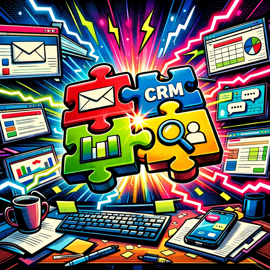 Business apps connecting automatically through automation tools like puzzle pieces