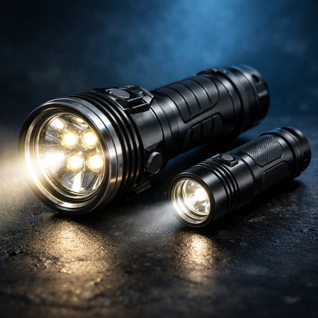 Hauptlampe und Backuplampe für sicheres Nachttauchen - professionelle Tauchausrüstung