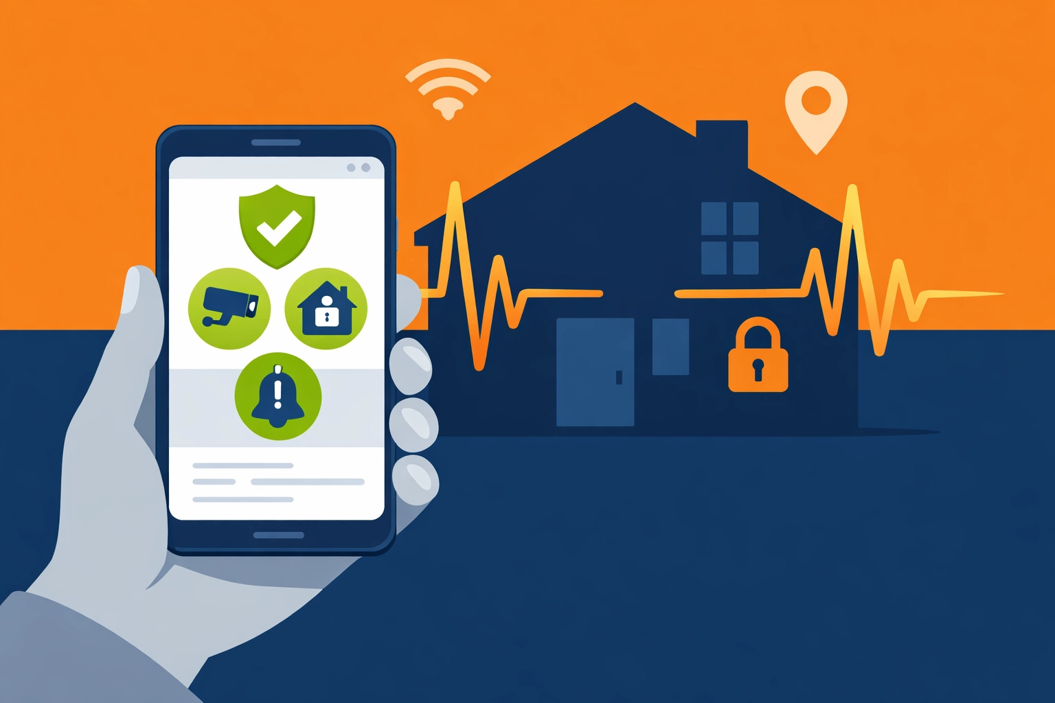 Smartphone app managing a smart home security system for residential protection in the Bristol area.