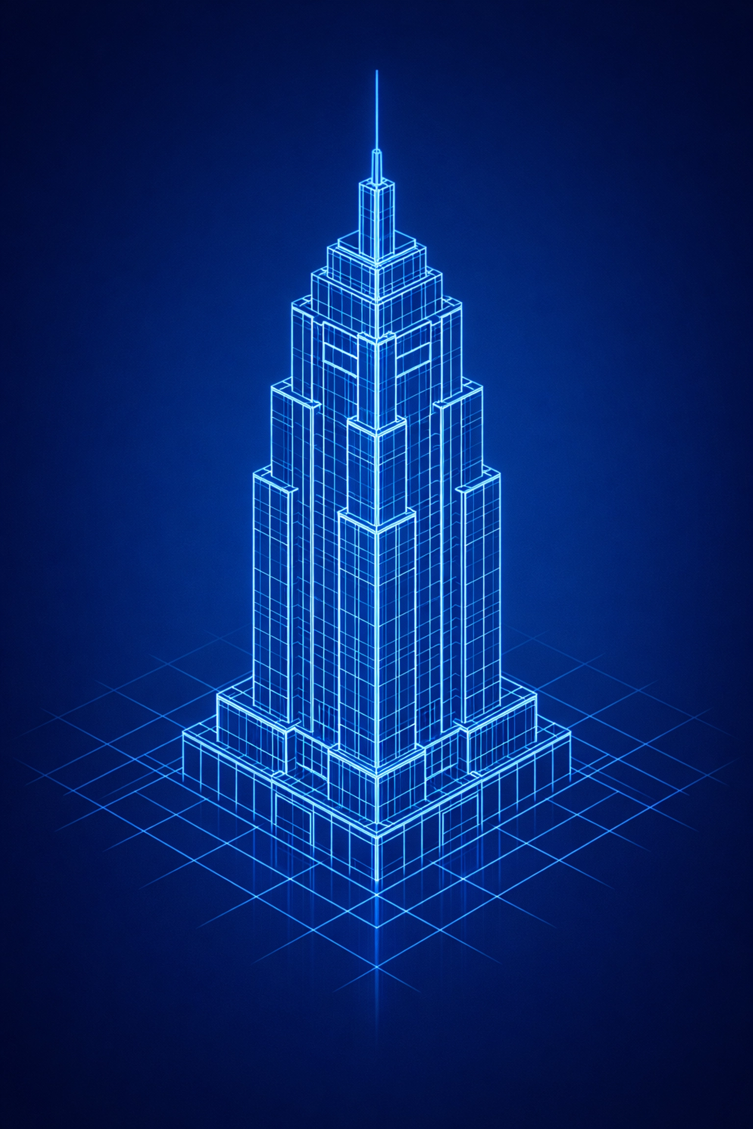Blue skyscraper blueprint representing the structural foundation of professional outsourced bookkeeping.
