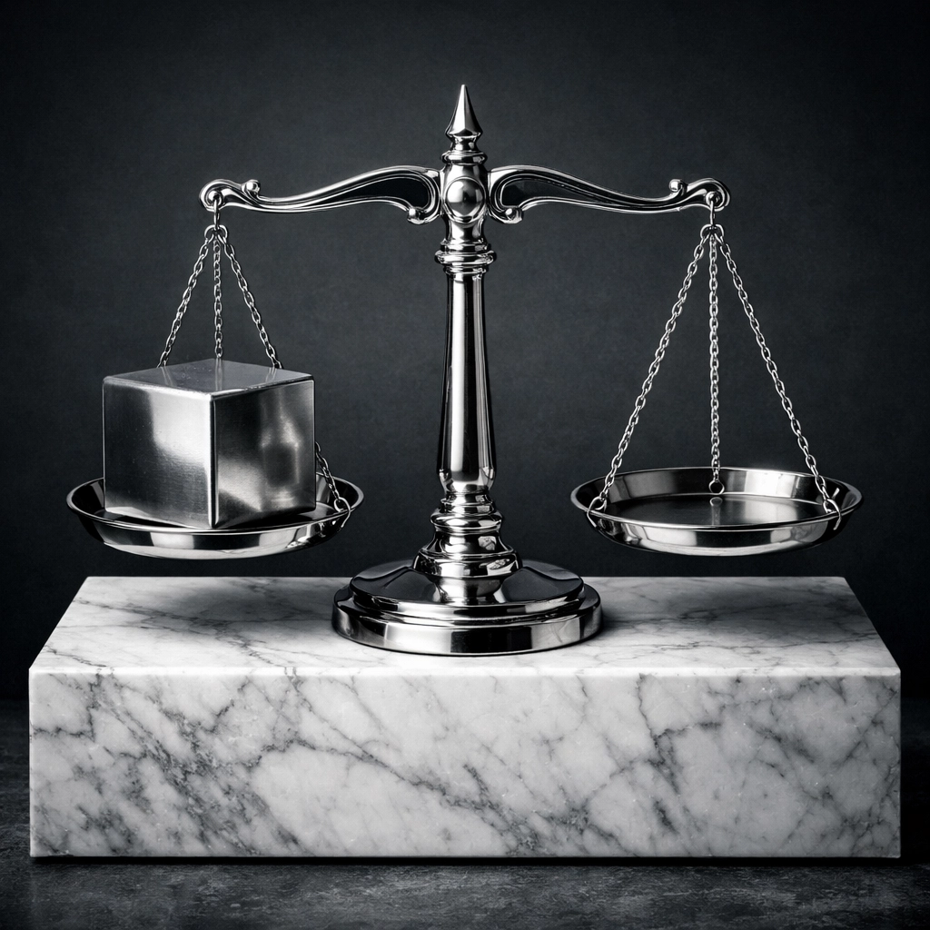 Silver balancing scales representing the weight of business value over price-based negotiation.