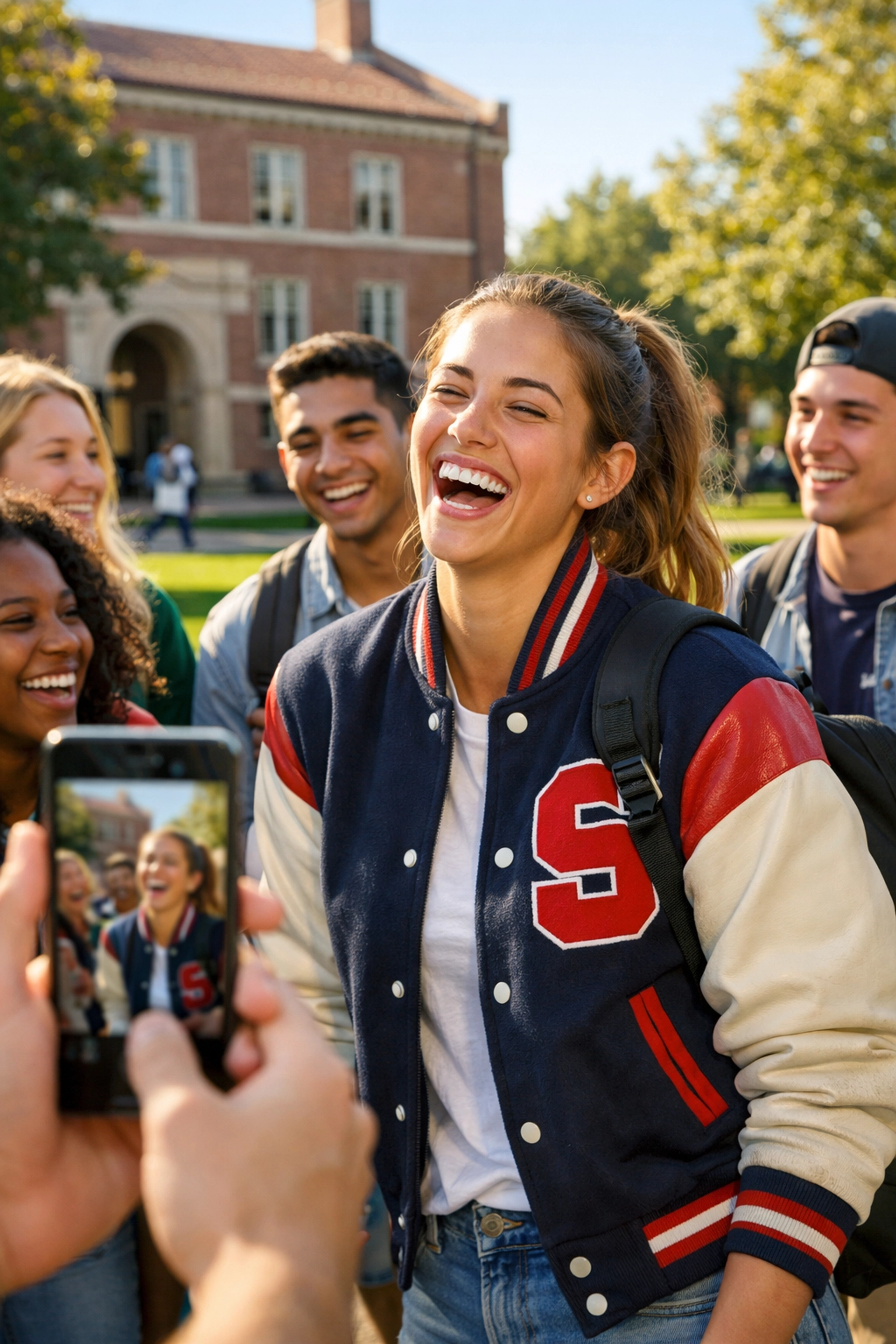 College athlete influencer connecting with fans on campus to drive brand authenticity and marketing ROI.