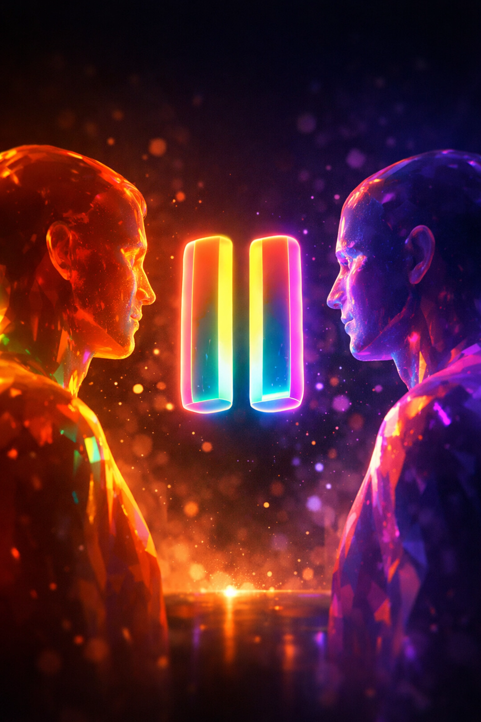 Pause symbol between two people illustrating that silence and hesitation mean no consent