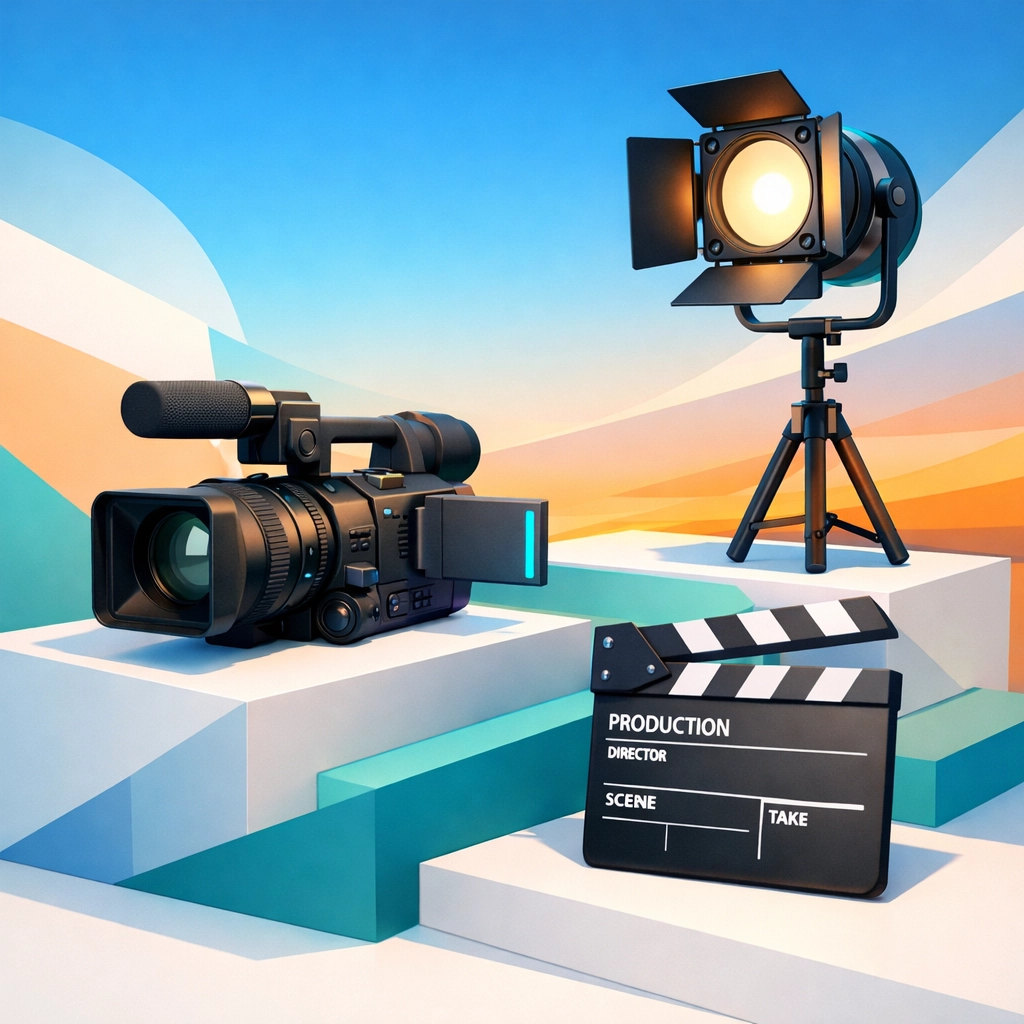 Professional video production equipment including camera and lighting for Saskatoon shoots