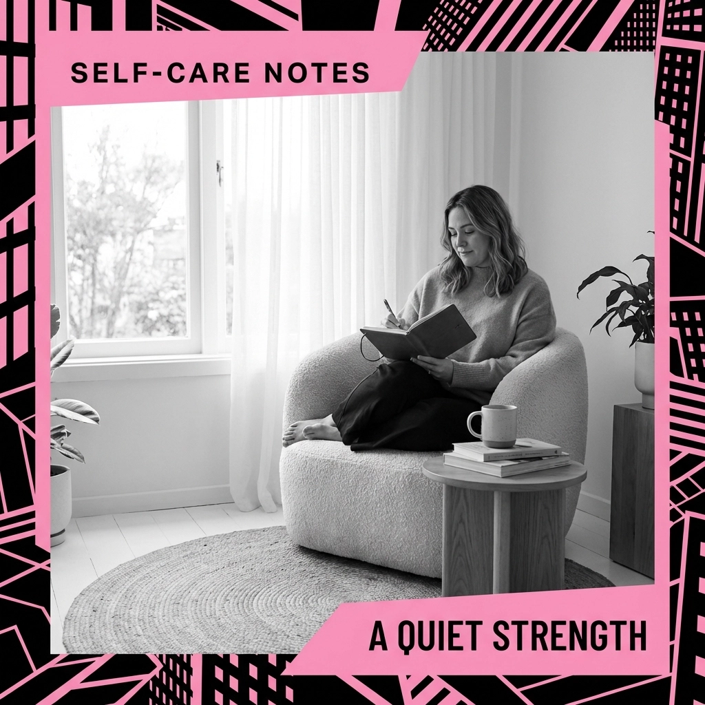 Person journaling in a cozy therapy space, normalizing self-care and wellness in urban mental health discussions.