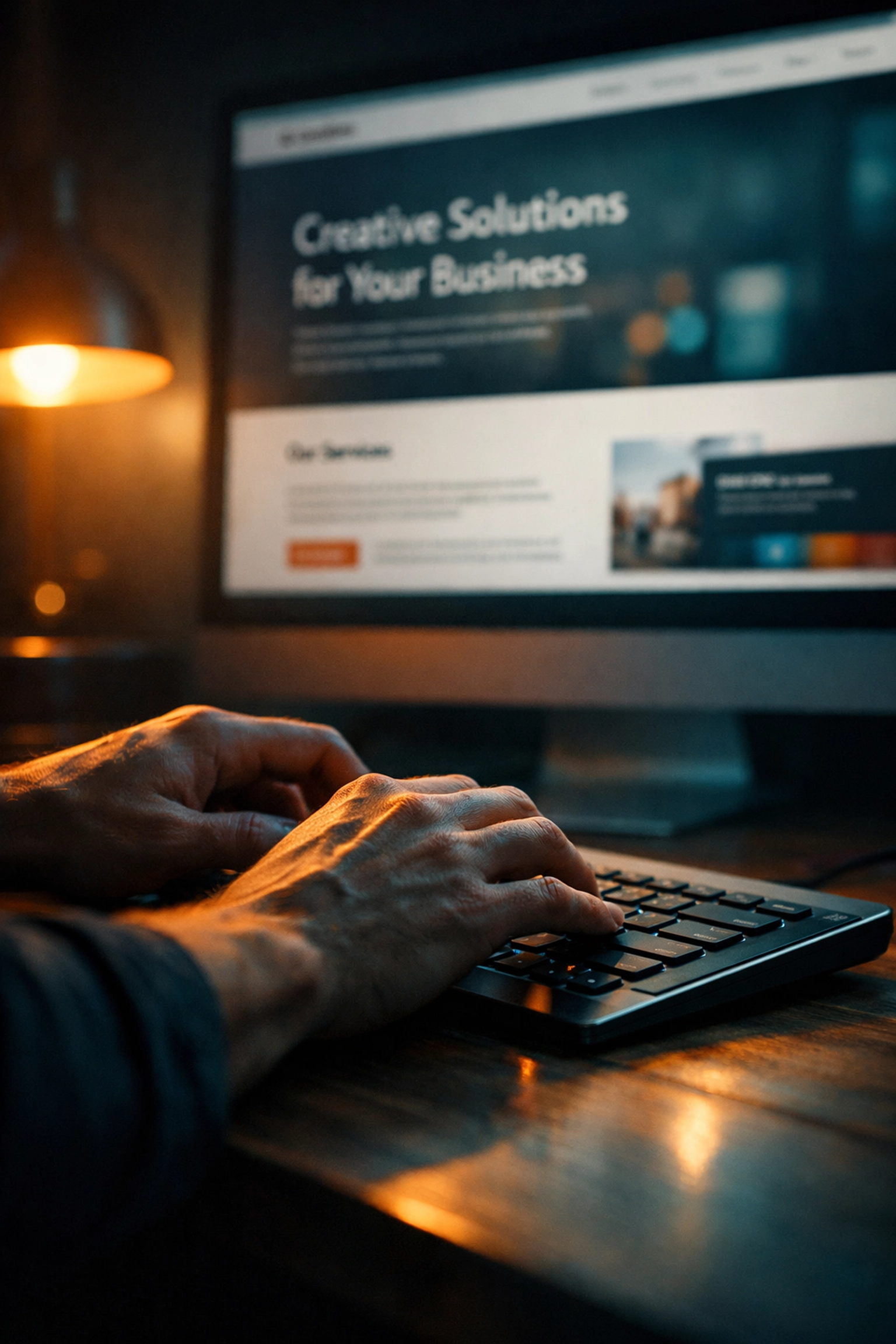 Web designer creating website with clean typography and visual hierarchy