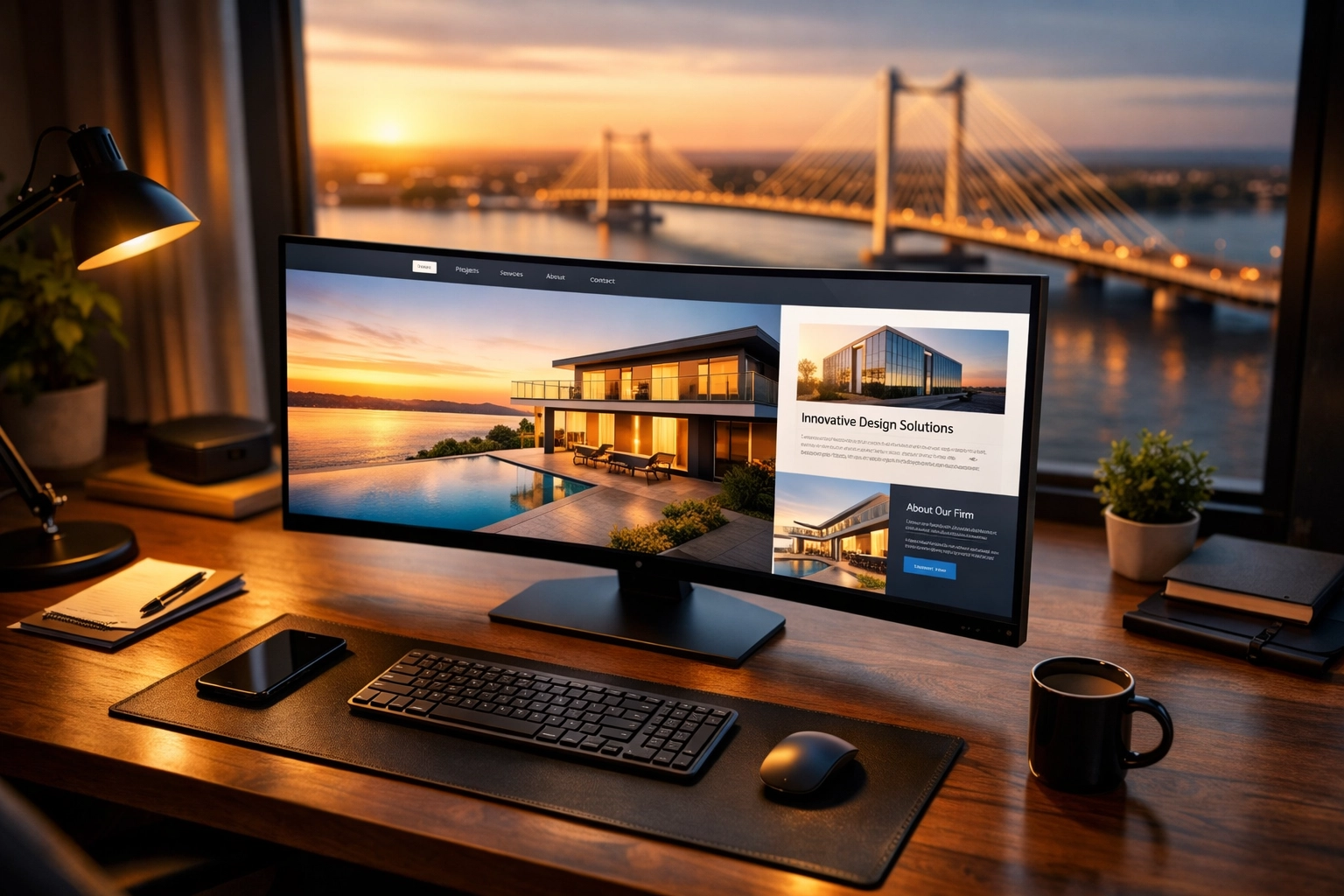 Modern website design on a desktop monitor in a Tri-Cities office, reflecting high-quality local SEO standards.