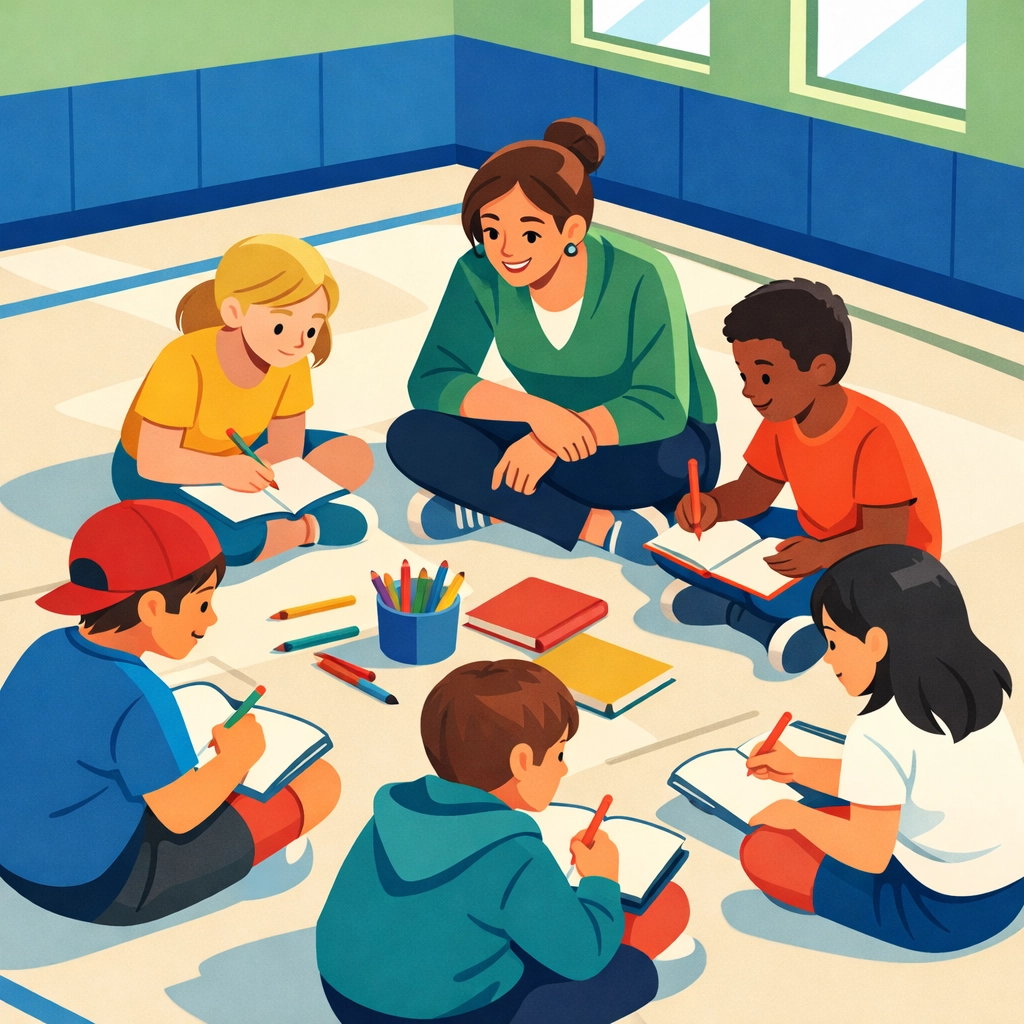 Young people engaged in creative journaling activity during community wellness program