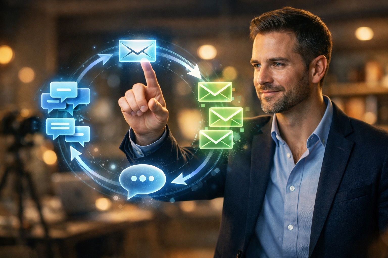 A marketer managing an automated customer journey using AI-driven email marketing automation tools.