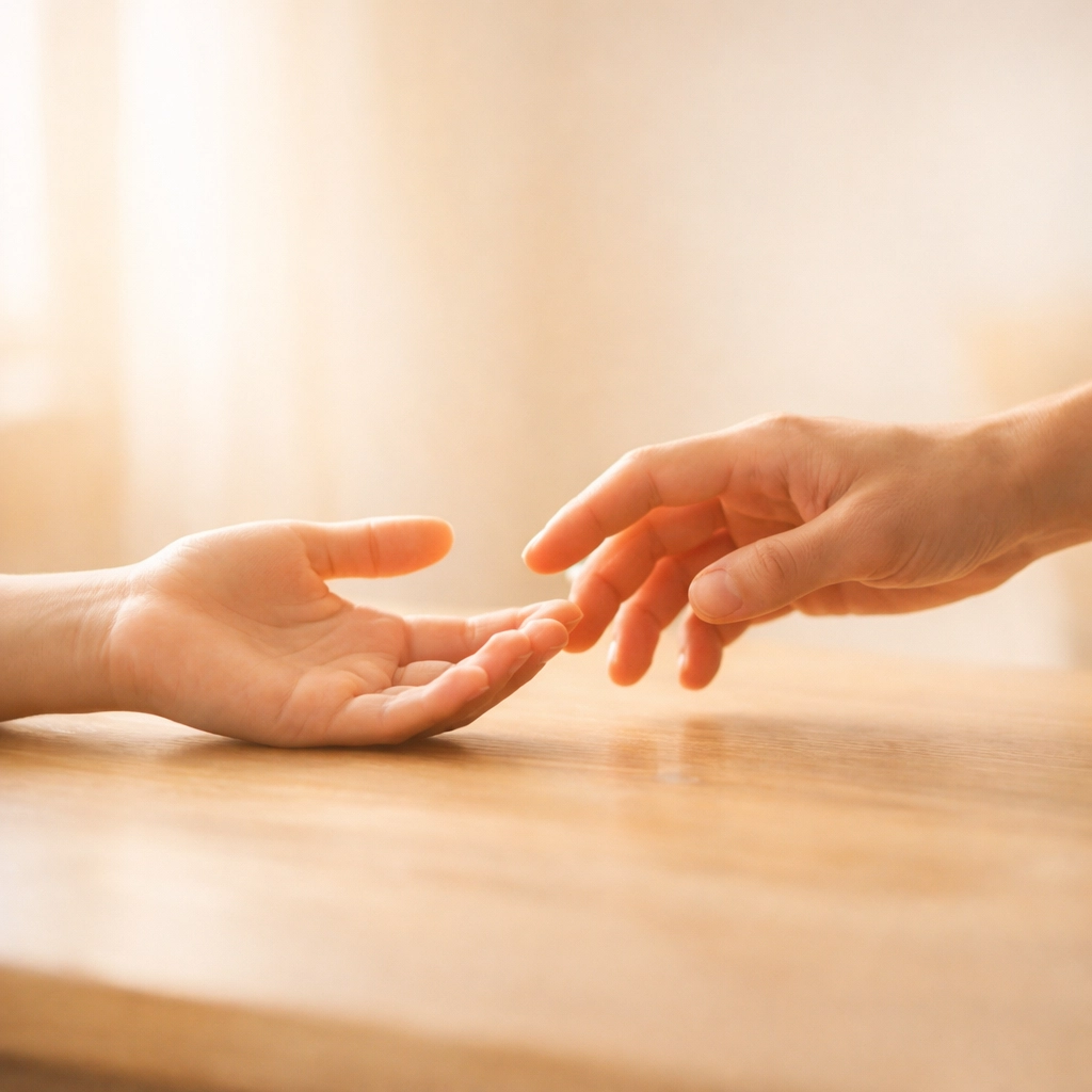 Two hands reaching together representing support for anxiety and depression treatment