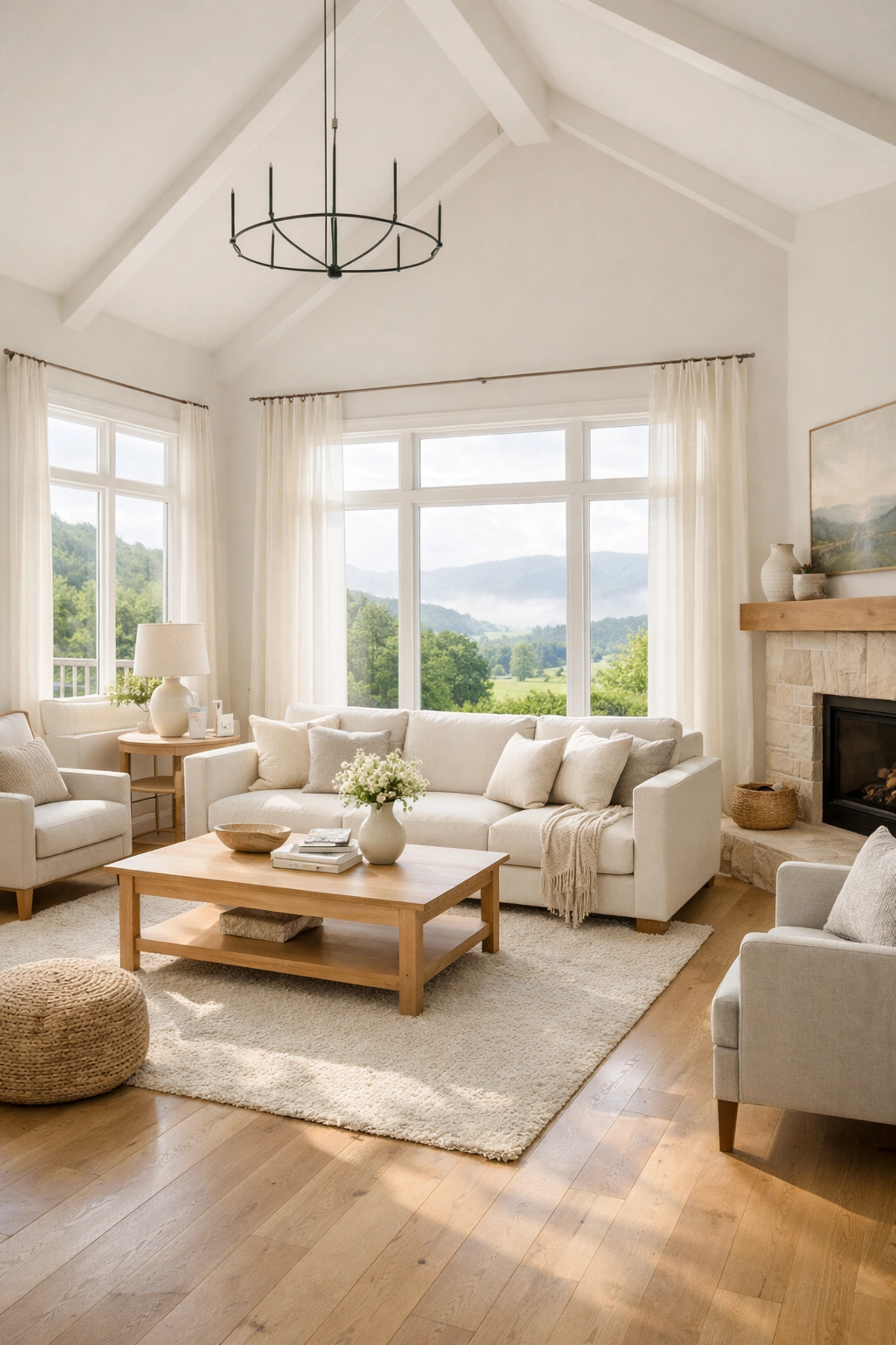 Sunlit modern living room in a Tennessee Valley home, highlighting increased purchasing power for local buyers.