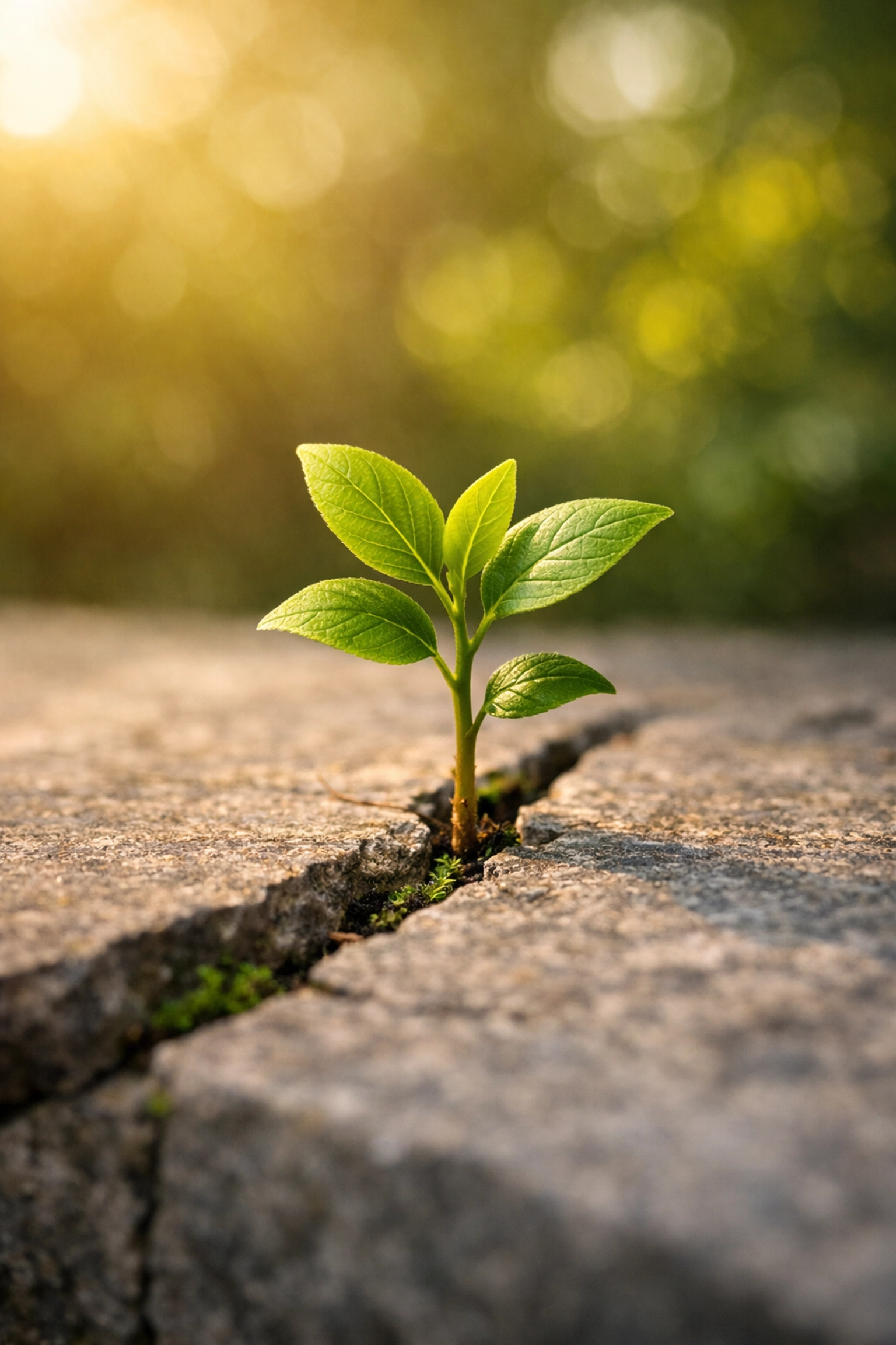 A sapling growing from a stone base, symbolizing sustainable growth and future-proof website maintenance.