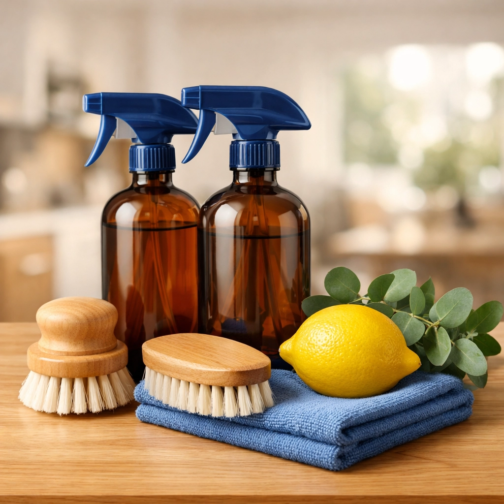 Natural eco-friendly cleaning supplies used for professional deep cleaning in Lexington MA homes.