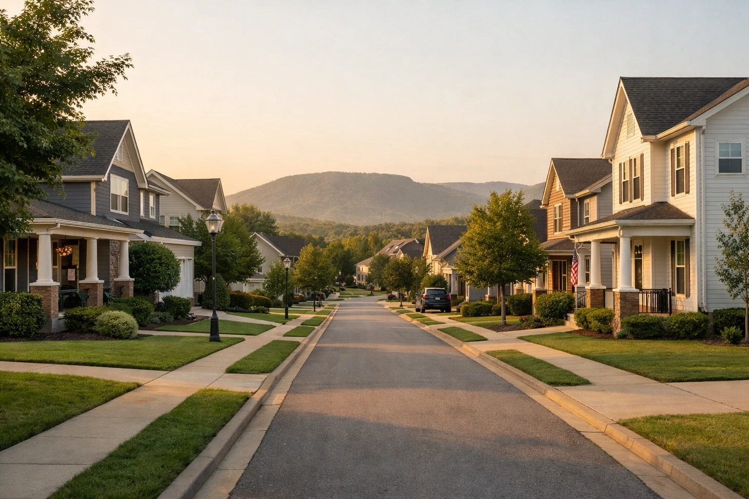 Suburban Chattanooga neighborhood with single-family homes and mountain views in 2026