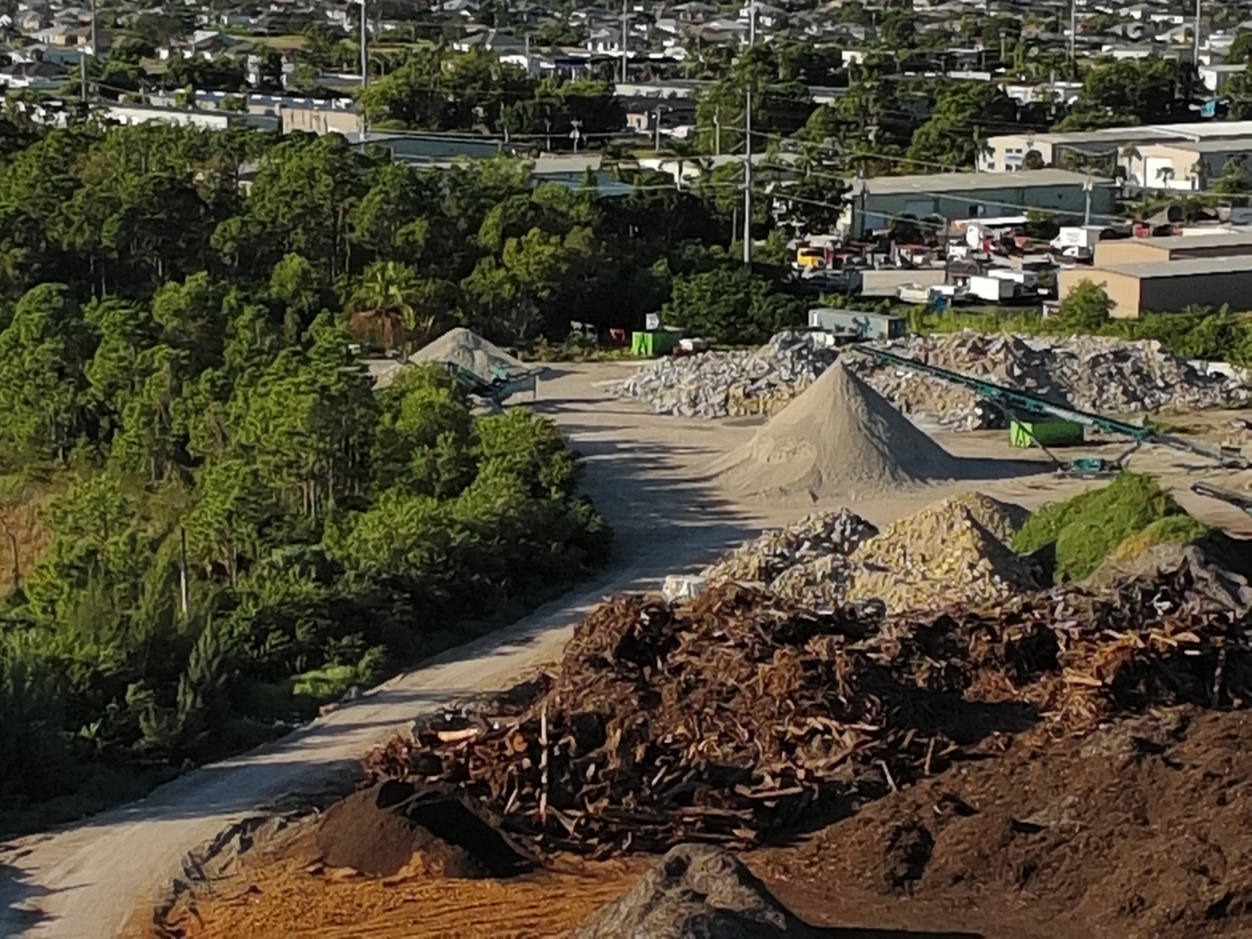 Aerial view of industrial site operations