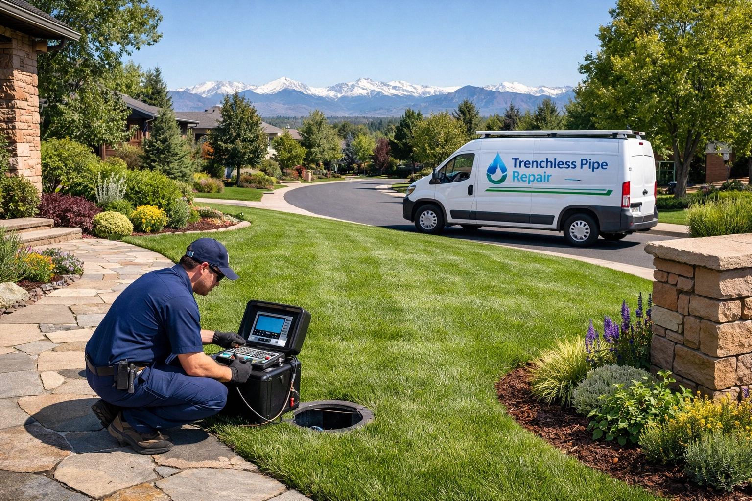 Trenchless sewer repair in Denver preserves landscaping and driveways using LightRay technology.