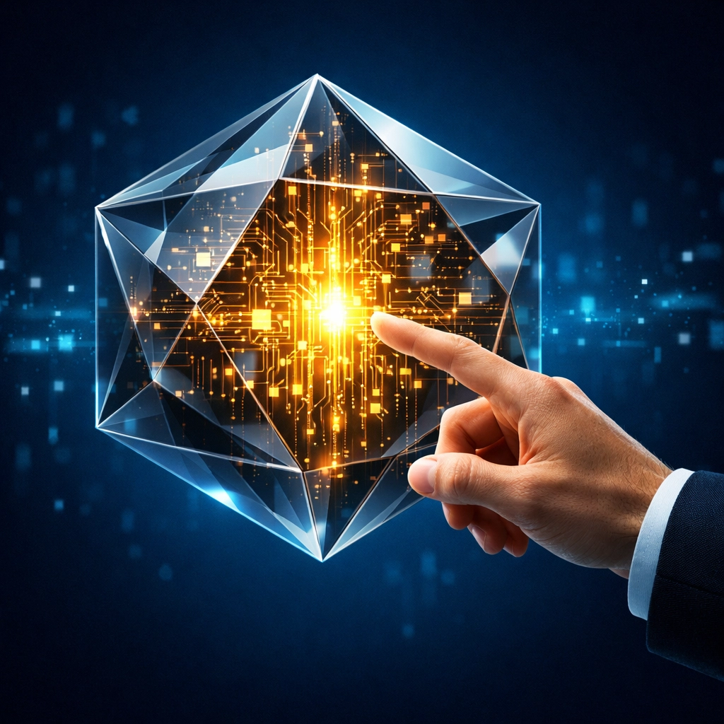 Transparente Darstellung der KI-Ethik im Mittelstand für mehr Vertrauen durch Einblick in Datenprozesse.