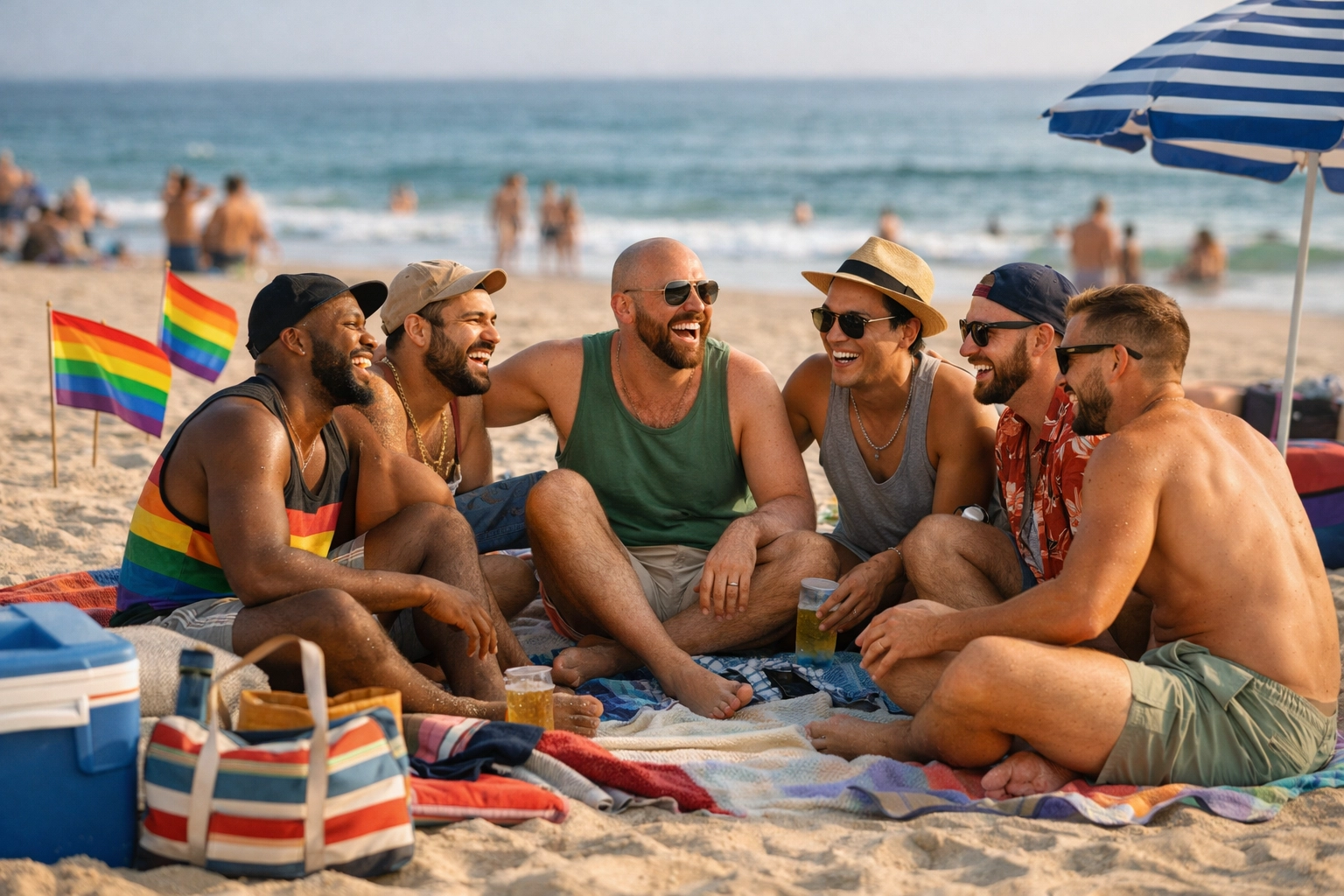 Gay men gathering at Gunnison Beach, the East Coast's largest clothing-optional beach