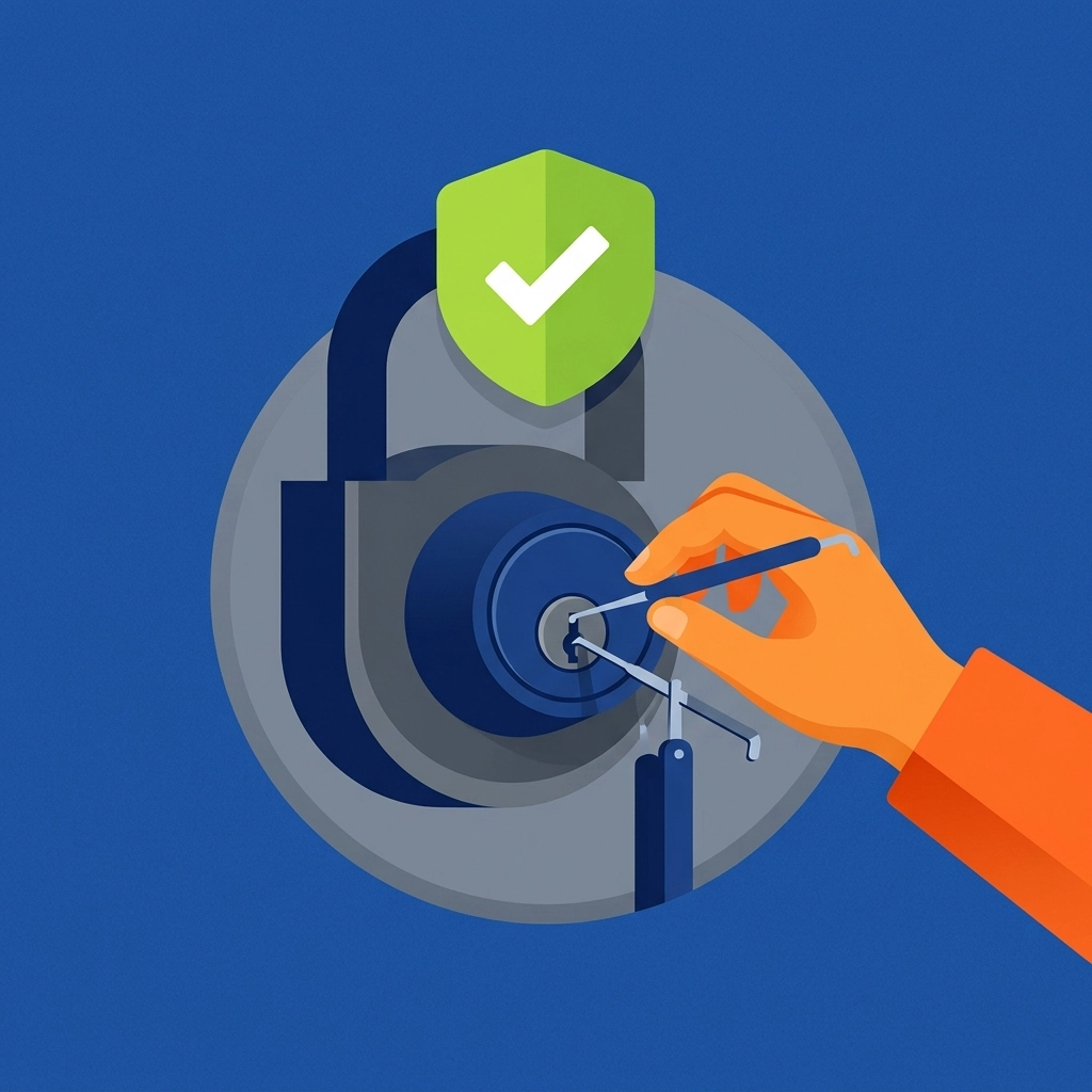 Professional locksmith using non-destructive entry techniques on a door lock.