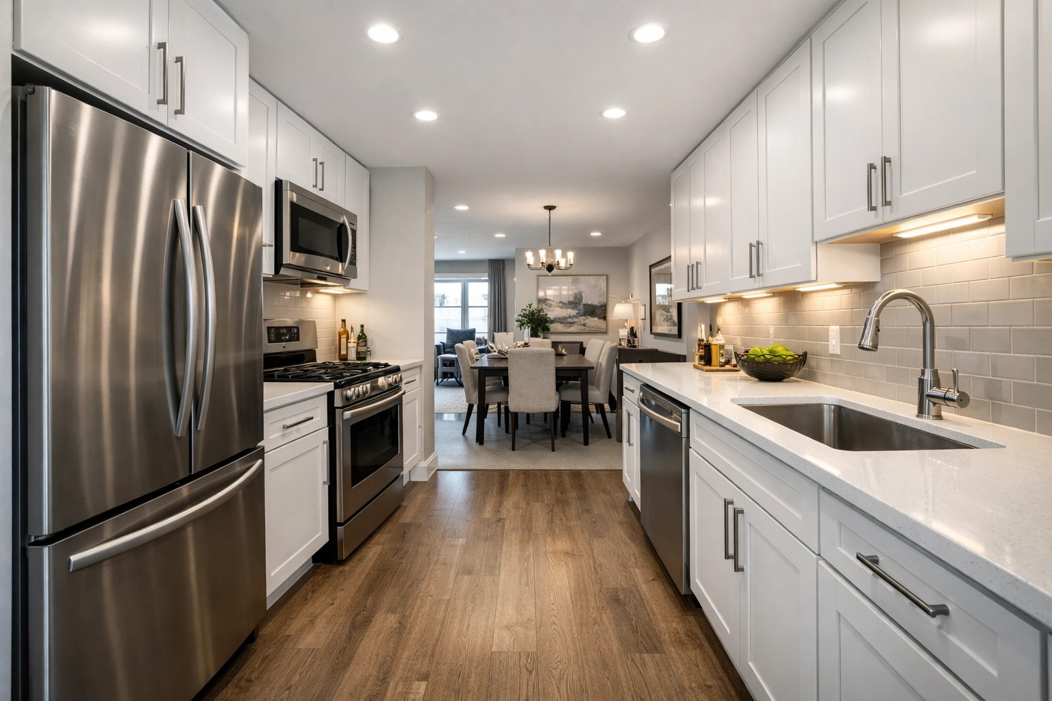 Impeccably clean modern kitchen in an Indianapolis multifamily property showing high turnover standards.