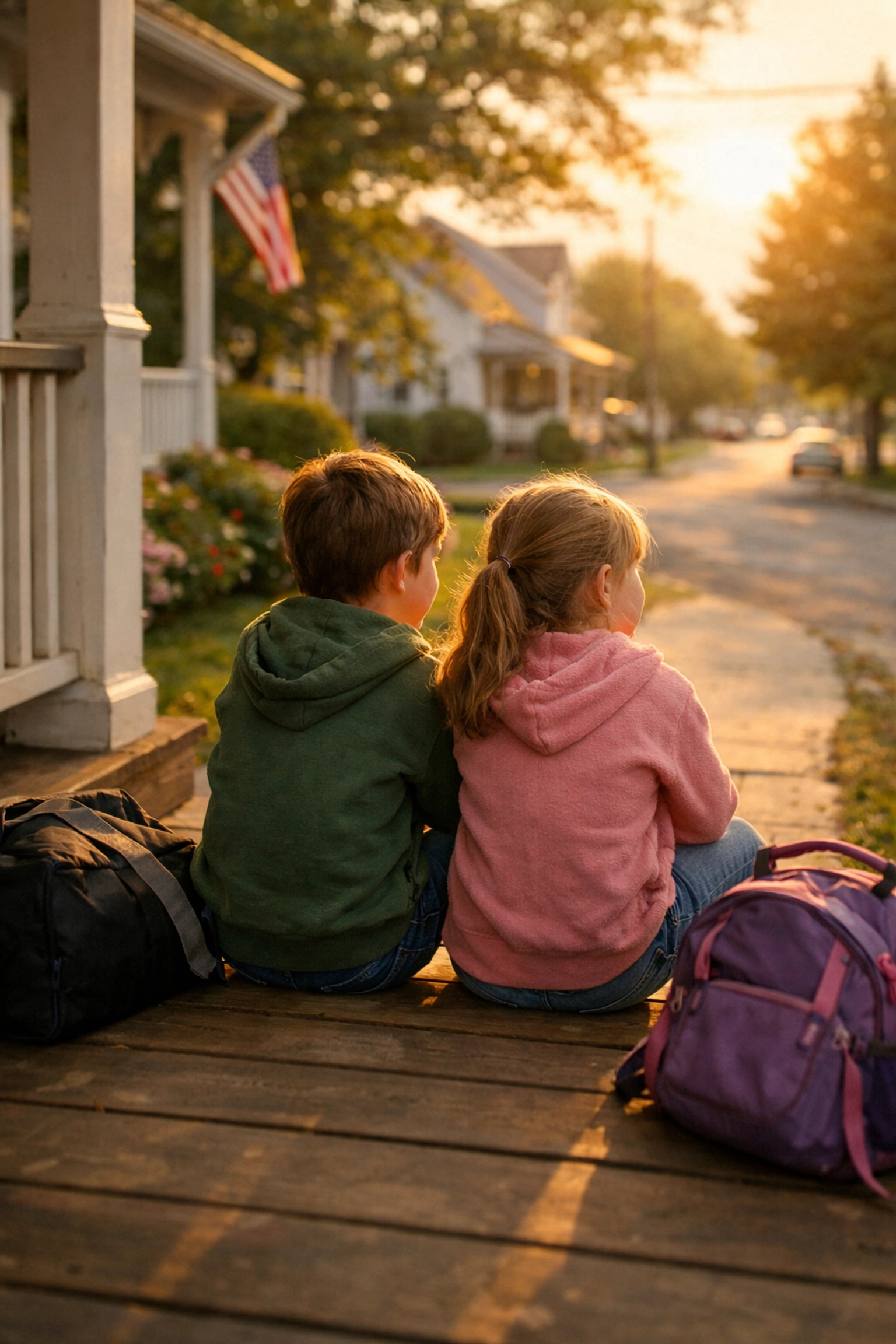 Children waiting for parent during scheduled holiday custody exchange in Virginia