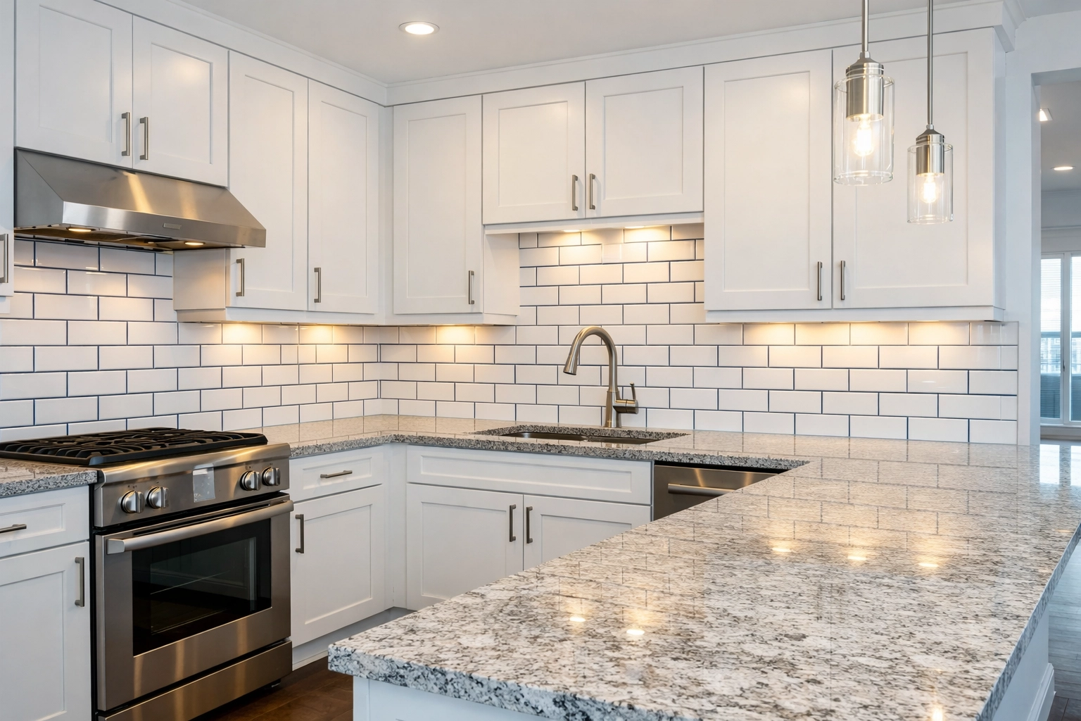 Spotless apartment cleaning in a modern kitchen, perfectly prepared for new residents in the MetroWest area.
