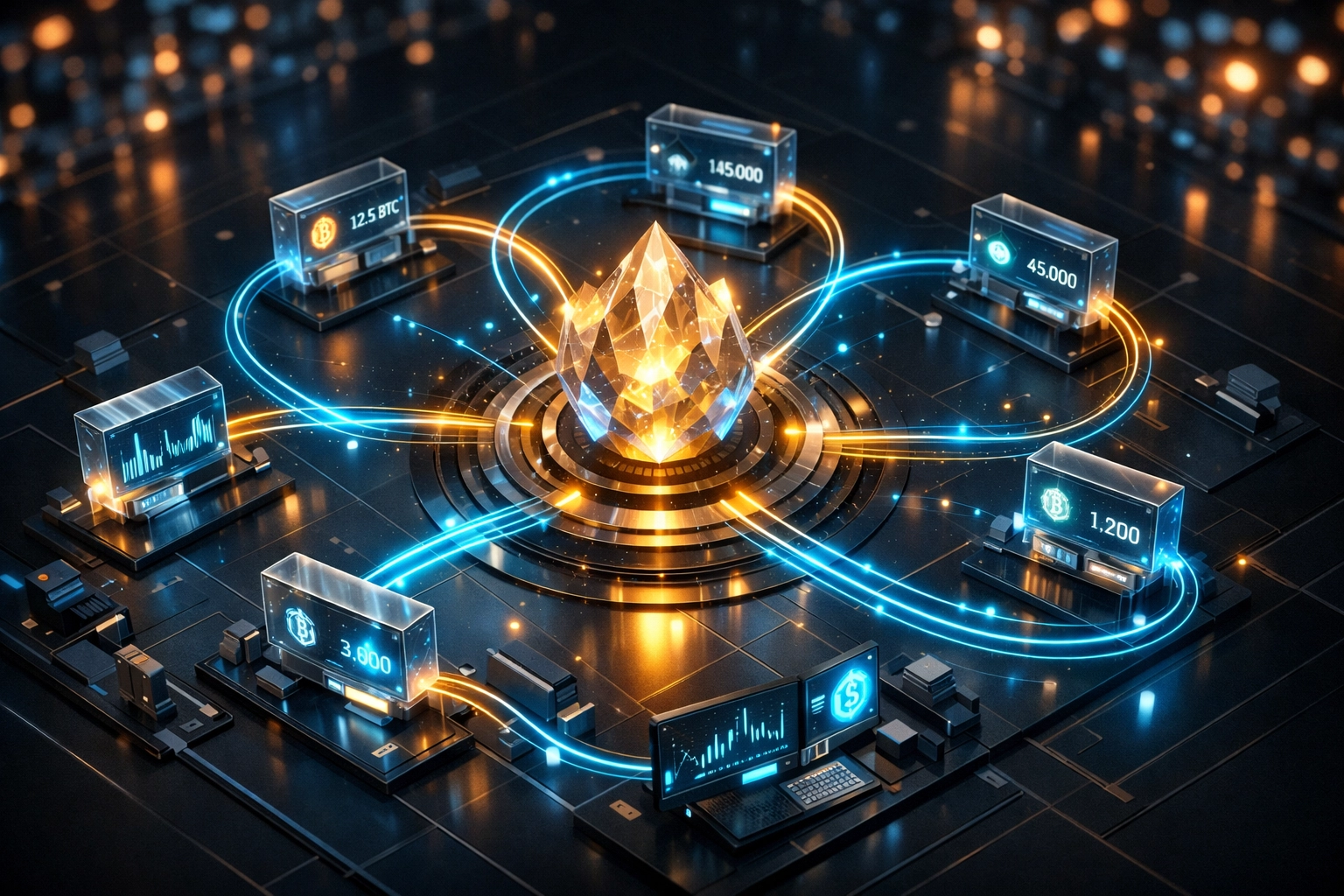 Secure Larecoin master and sub-wallet management system displaying real-time data flow for enterprise transparency.