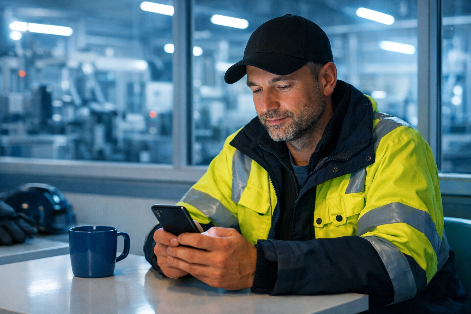 A shift worker connects with God via Boundless Online Church during a night shift break.
