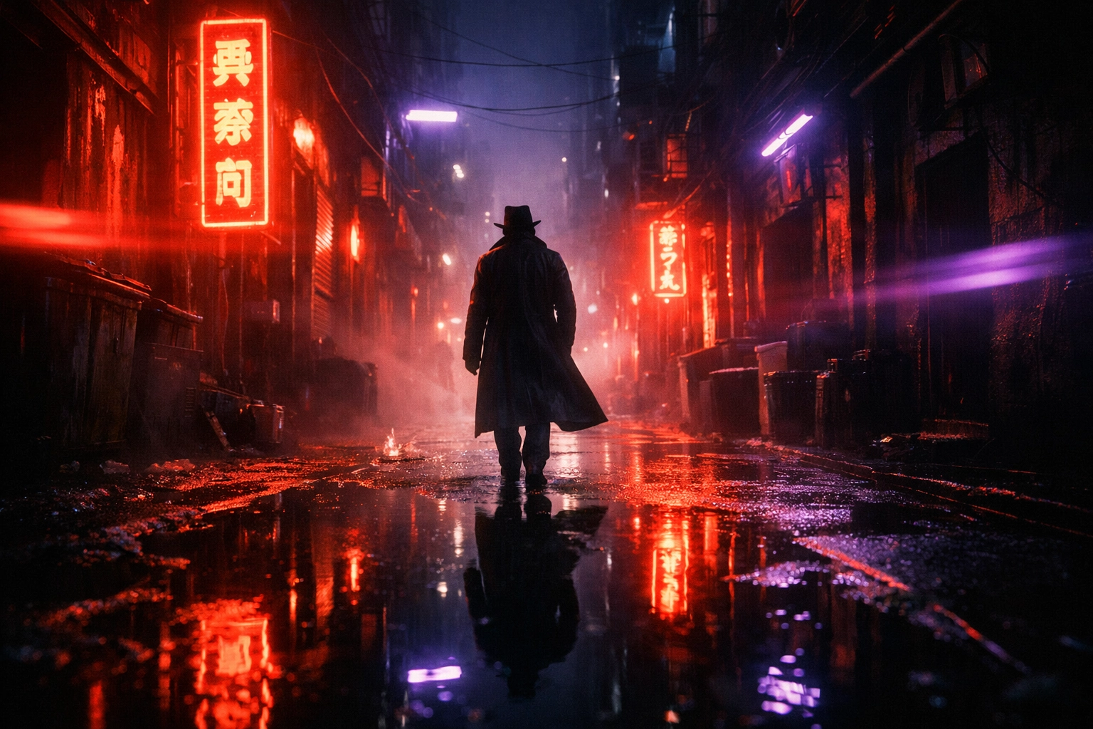 Cinematic alleyway scene with neon lighting showing bold storytelling in photography news trends.