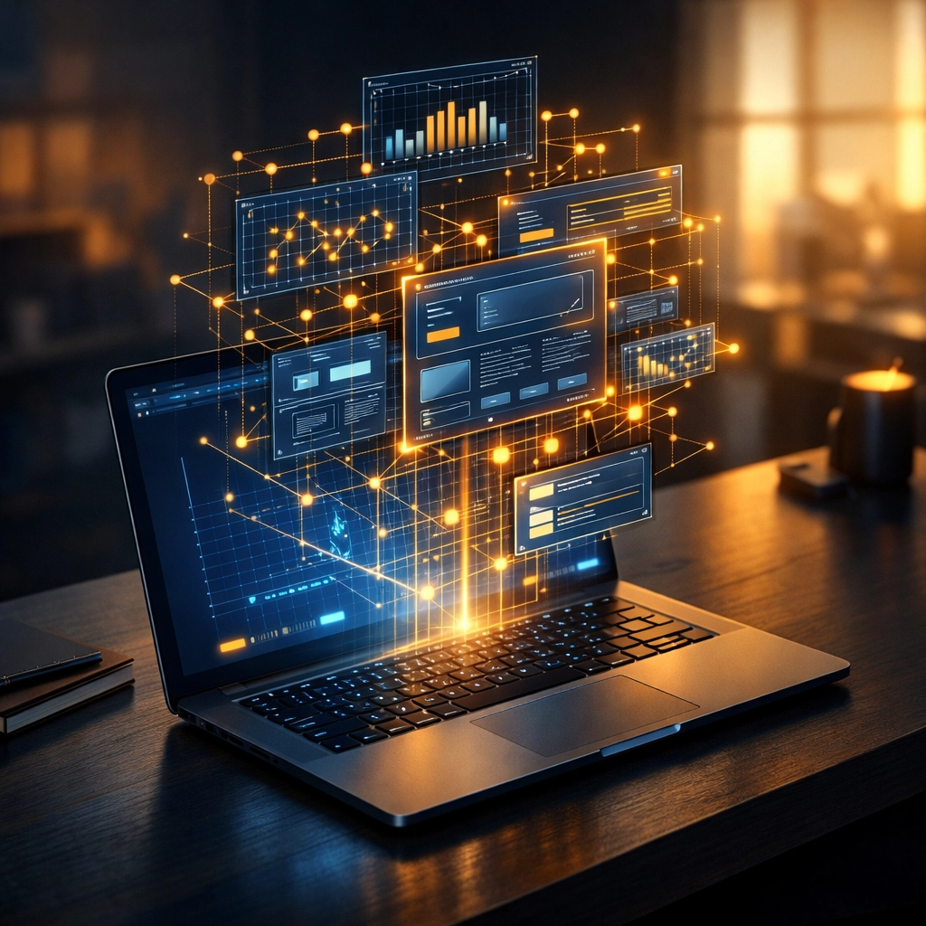 Digital blueprint of a website structure representing a technical SEO audit for building business authority.