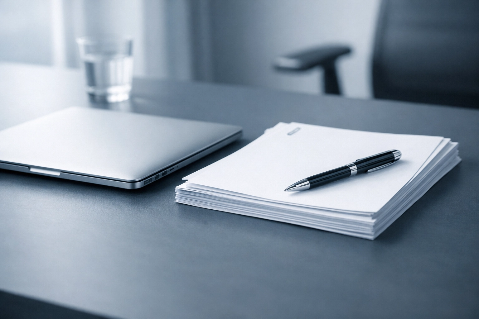 Neatly organized business financial records and laptop on a modern office desk for an Alabama business valuation.