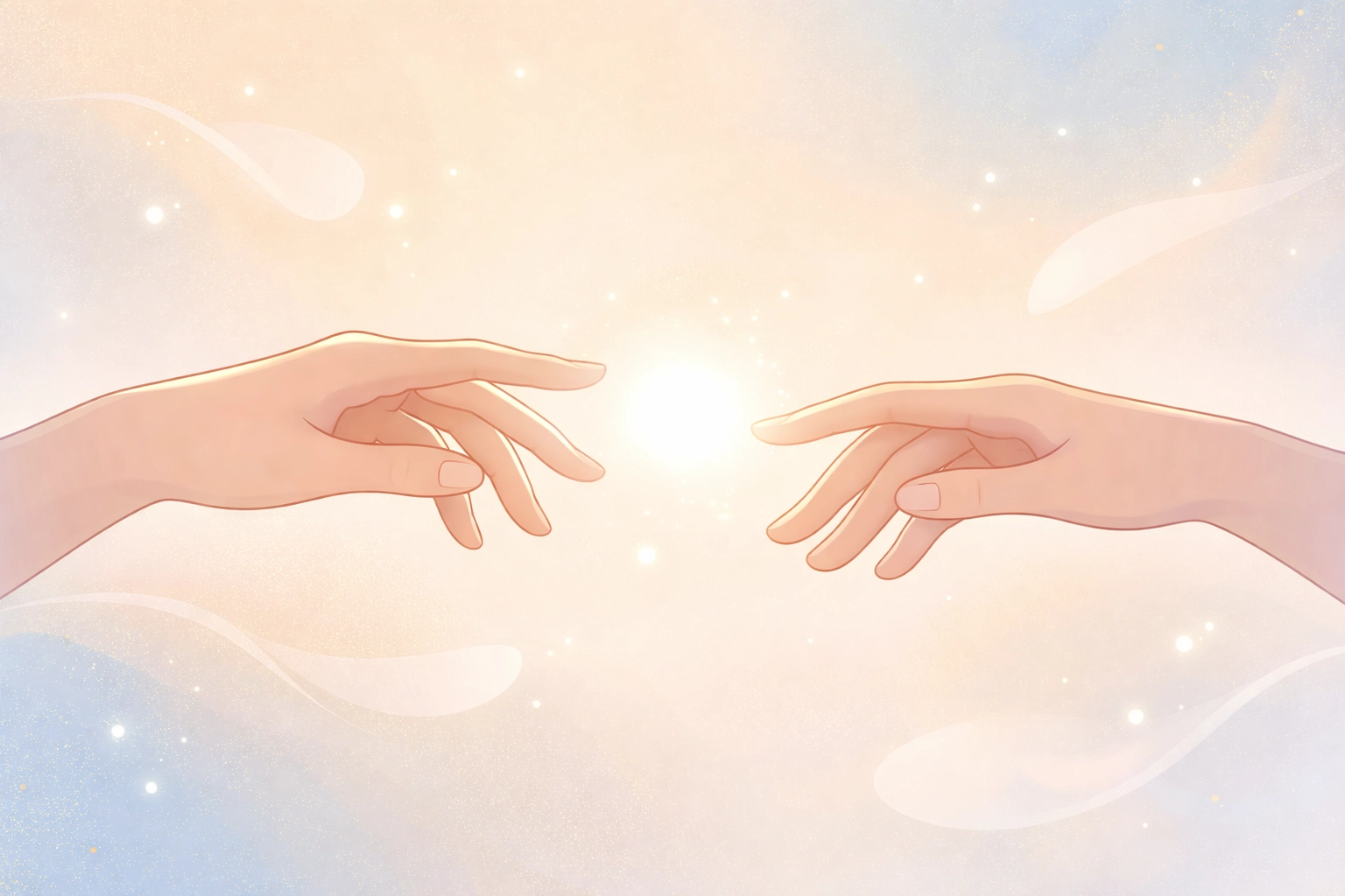 Two hands reaching toward each other, representing empathy and human connection in technology-driven workplaces