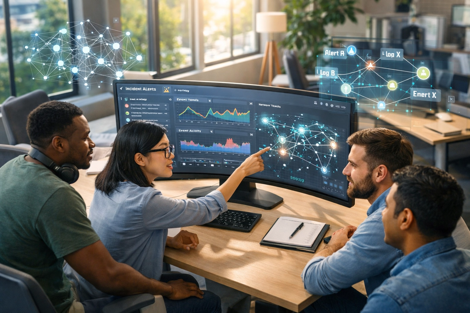 IT team configuring ServiceNow Event Management and Operational Intelligence dashboards