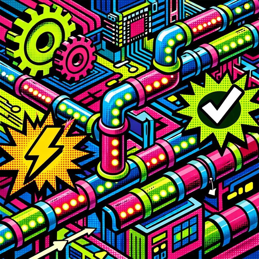 Pipeline automation workflow with interconnected systems and automated processes