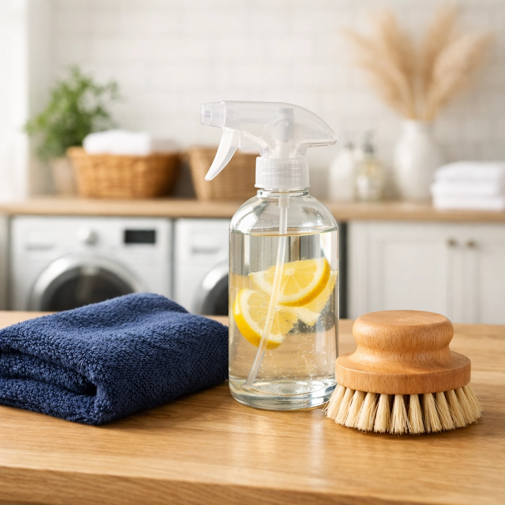 Eco-friendly cleaning supplies on display for luxury house cleaning services in Weston homes.