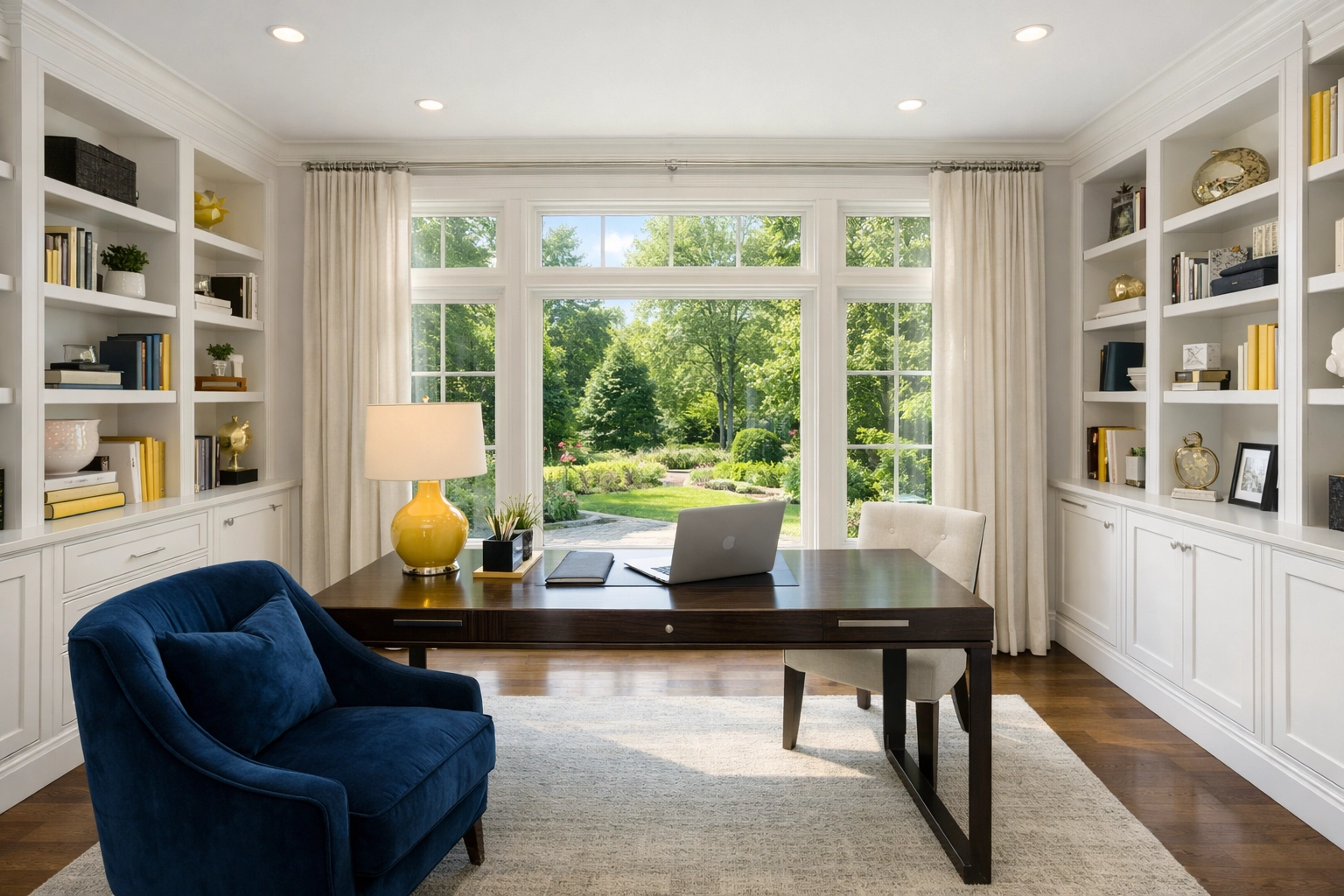 A dust-free luxury home office reflecting specialized luxury house cleaning in Reading MA.