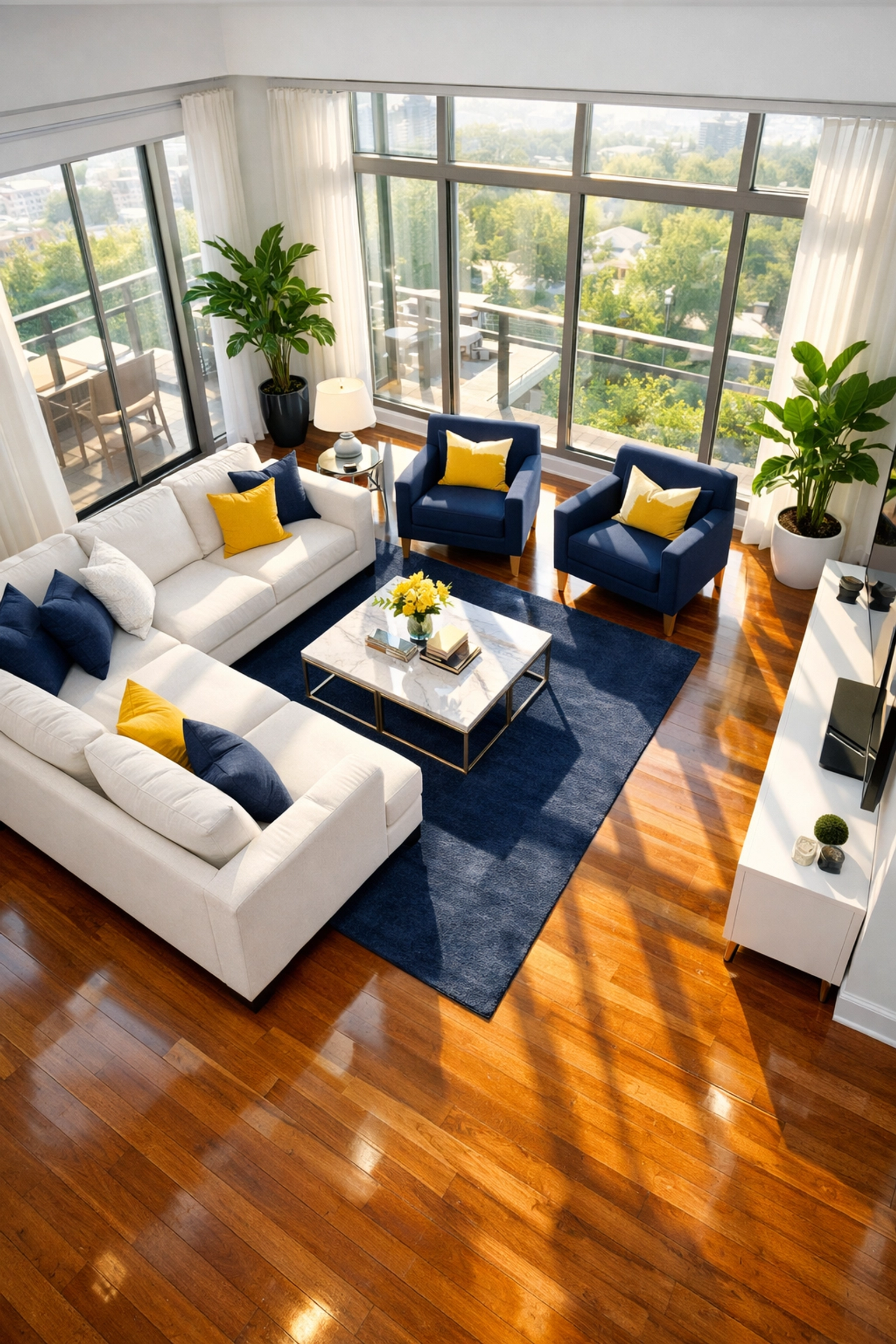 Dust-free modern living room showcasing the benefits of a bi-weekly house cleaning service for better air quality.