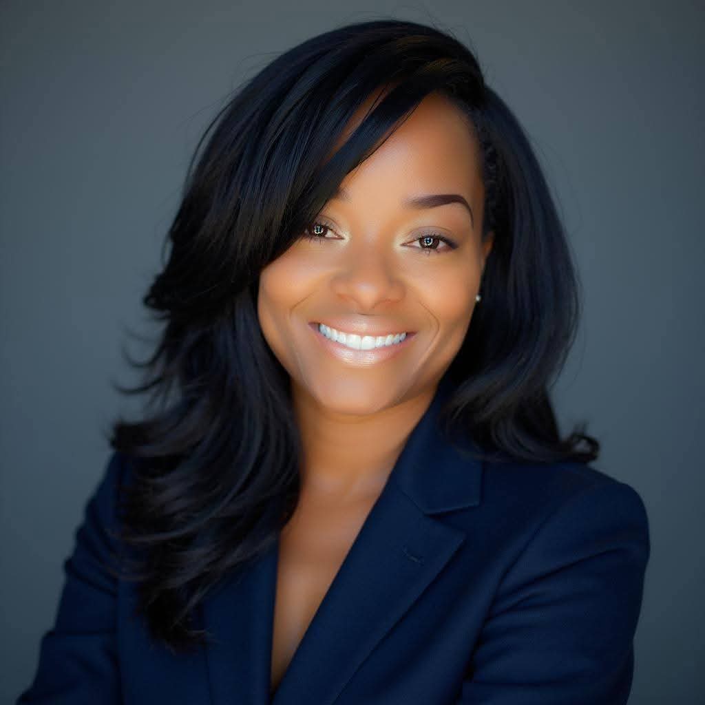 Professional woman in a navy blazer