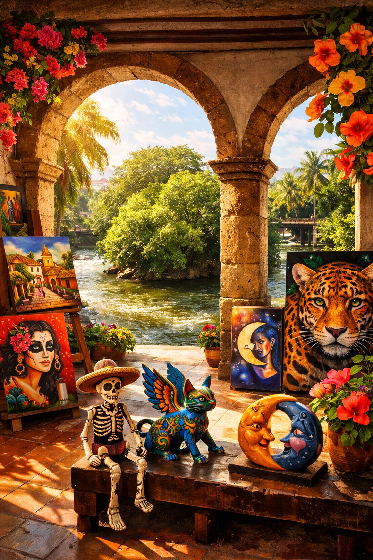 Cuale Cultural Center in Puerto Vallarta showcasing local artwork and river views