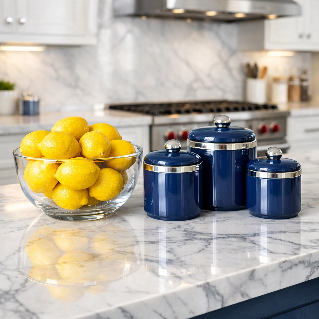 Immaculate marble kitchen island in Sudbury, MA, showcasing a high-end weekly cleaning service result.